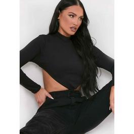 Missy Empire High Neck Tie Back Crop Top