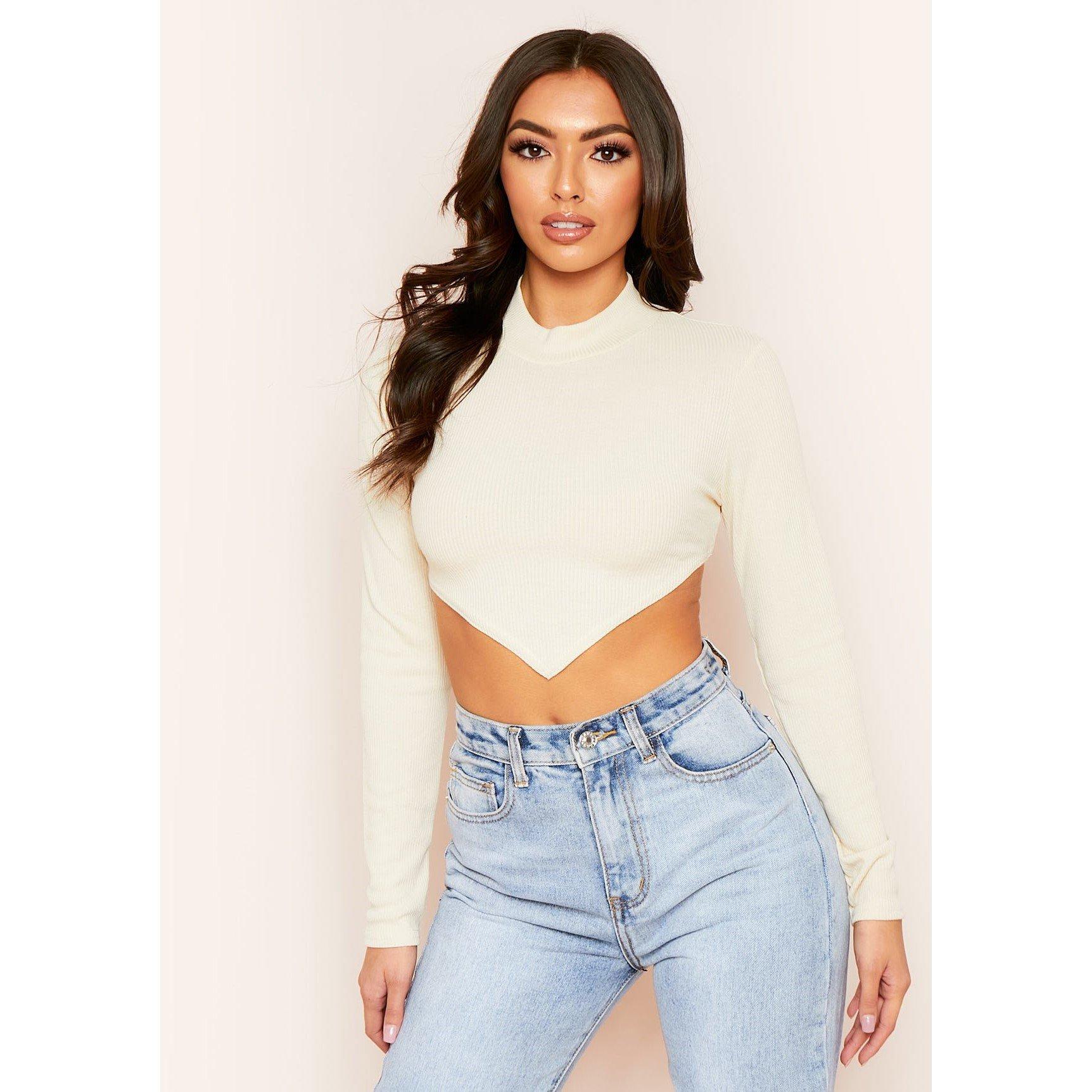 Missy Empire High Neck Tie Back Crop Top