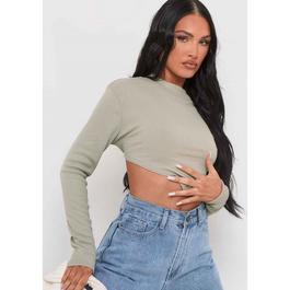 Missy Empire High Neck Tie Back Crop Top