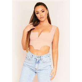Missy Empire Bar Square Neck Corset Crop Top