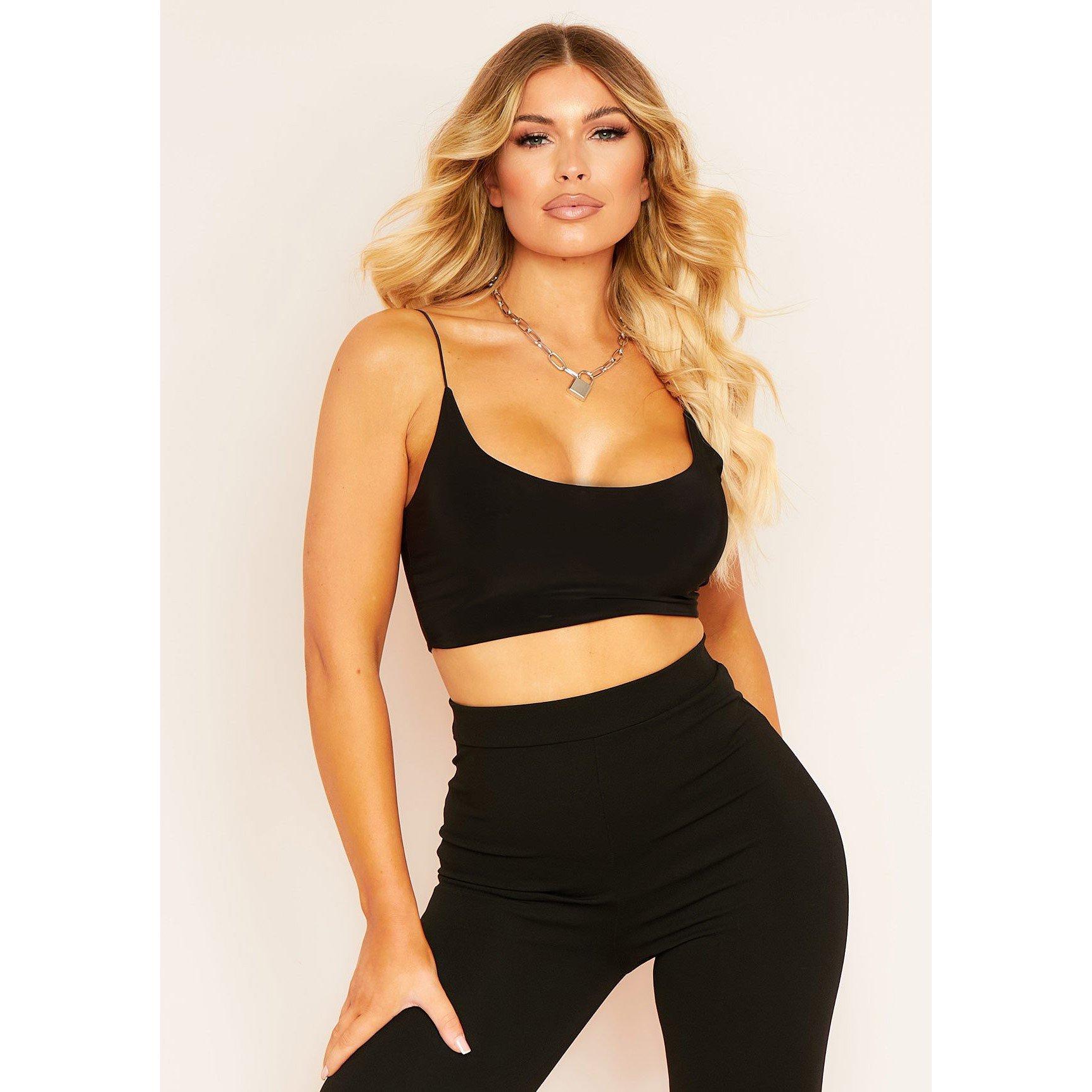 Zwart - Missy Empire - Round Scoop Neck Strappy Bralet