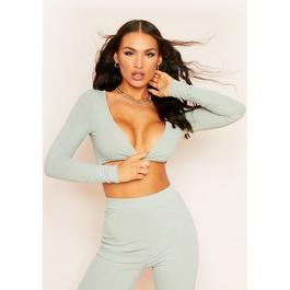 Missy Empire Front Ribbed Crop Top
