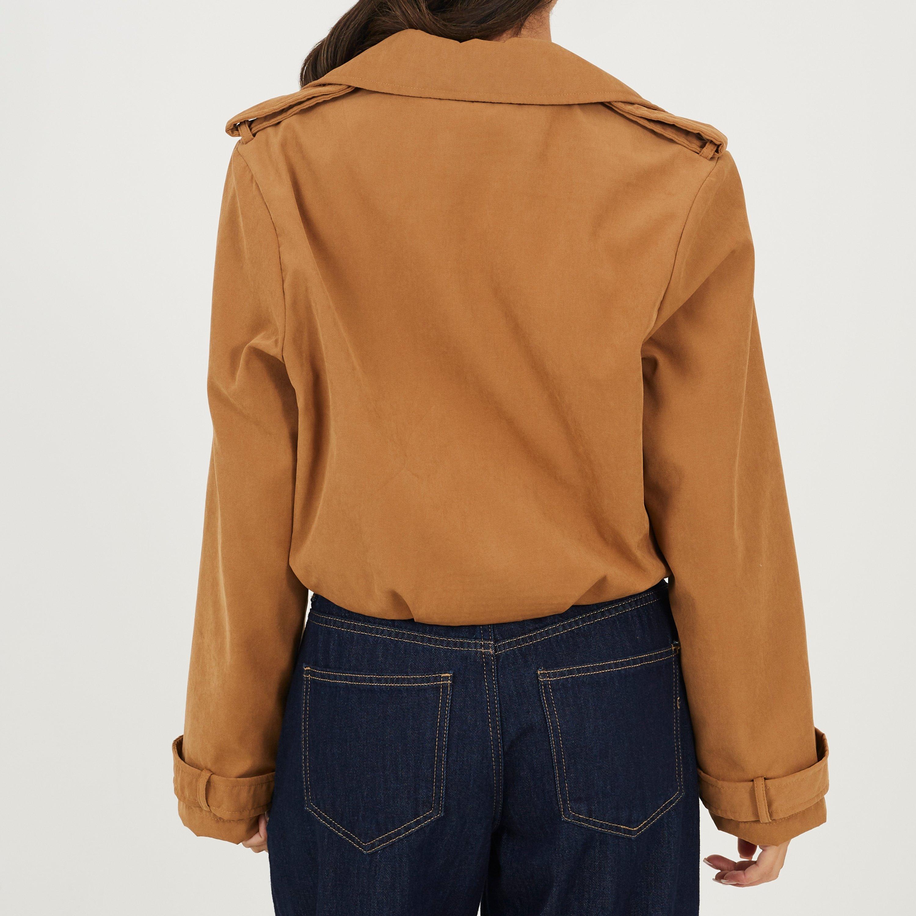 Tan - Brave Soul - Brave Soul Ladies Twill Moss Bonded Short Jacket - 2