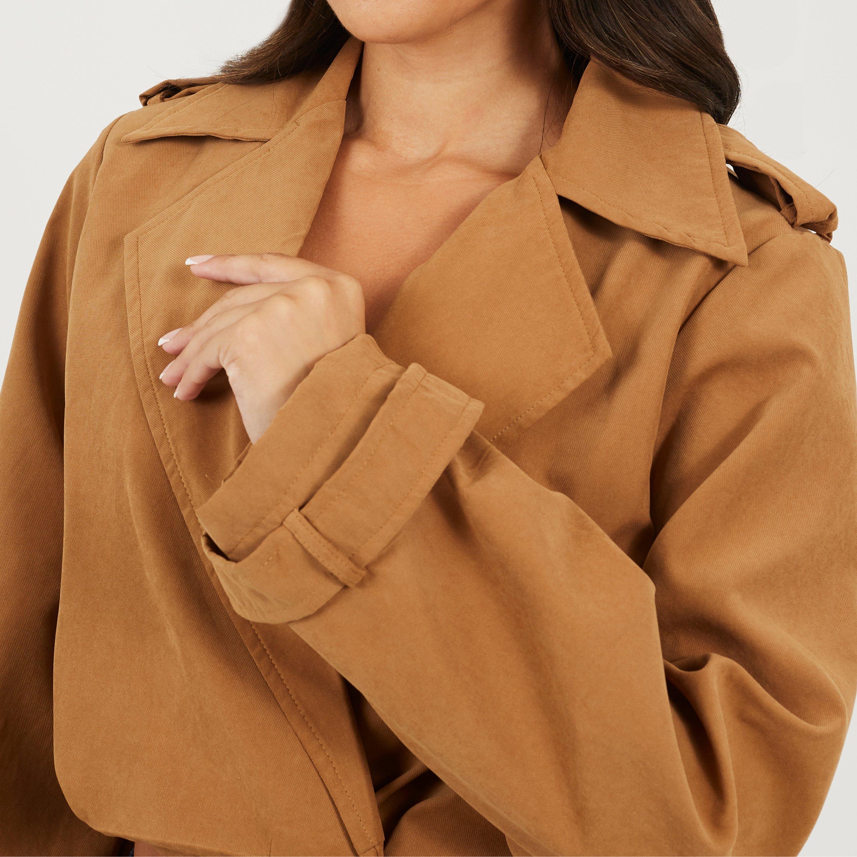 Tan - Brave Soul - Brave Soul Ladies Twill Moss Bonded Short Jacket - 3