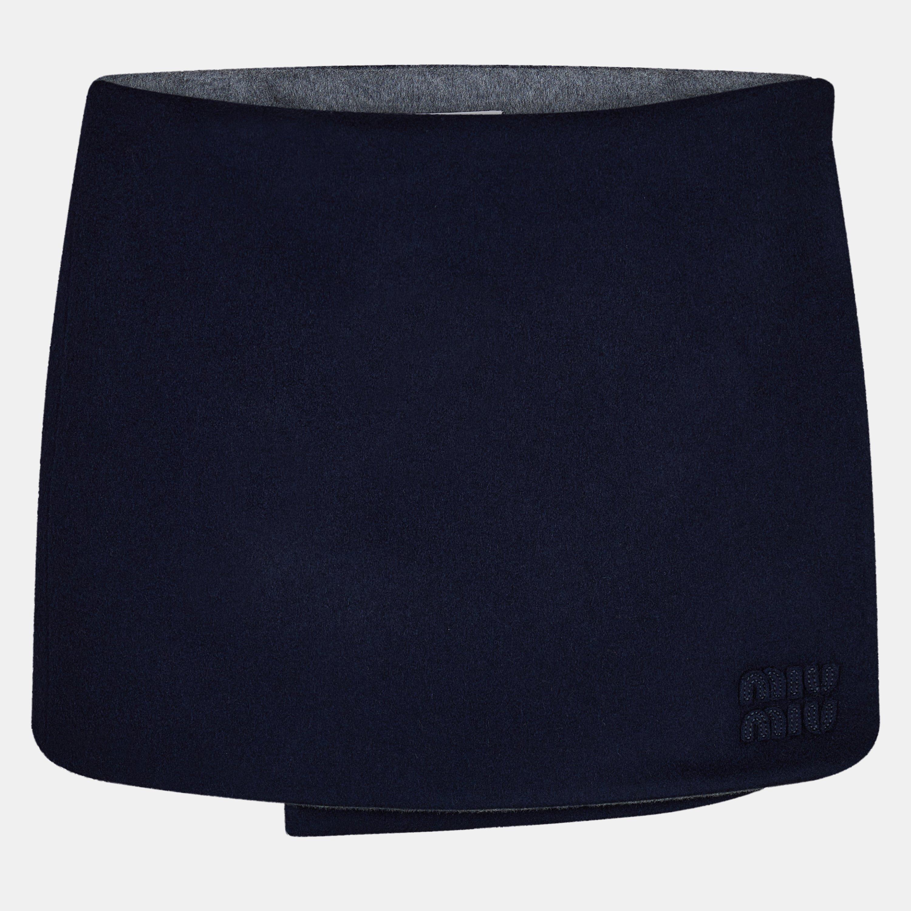 Miu Miu Women's Reversible Mini Skirt - Blu Grigio - Size 40 (UK 8)