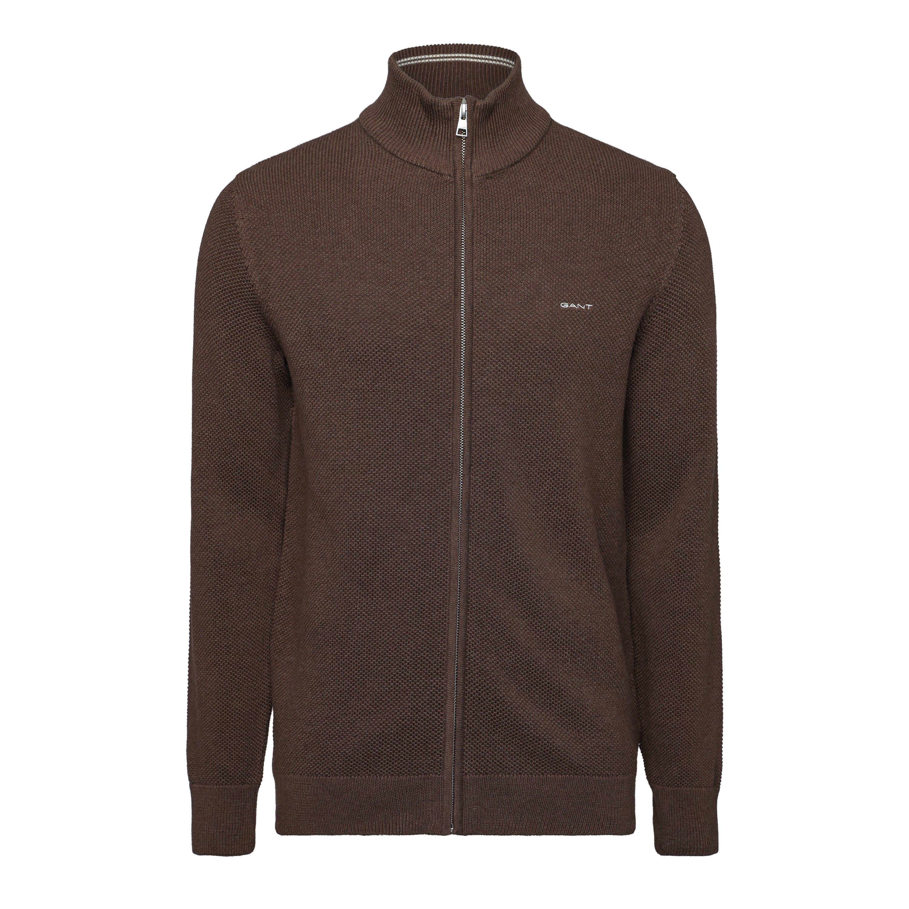 BROWN MELANGE - Gant - Gant Cotn Pique Zp C Sn64 - 2