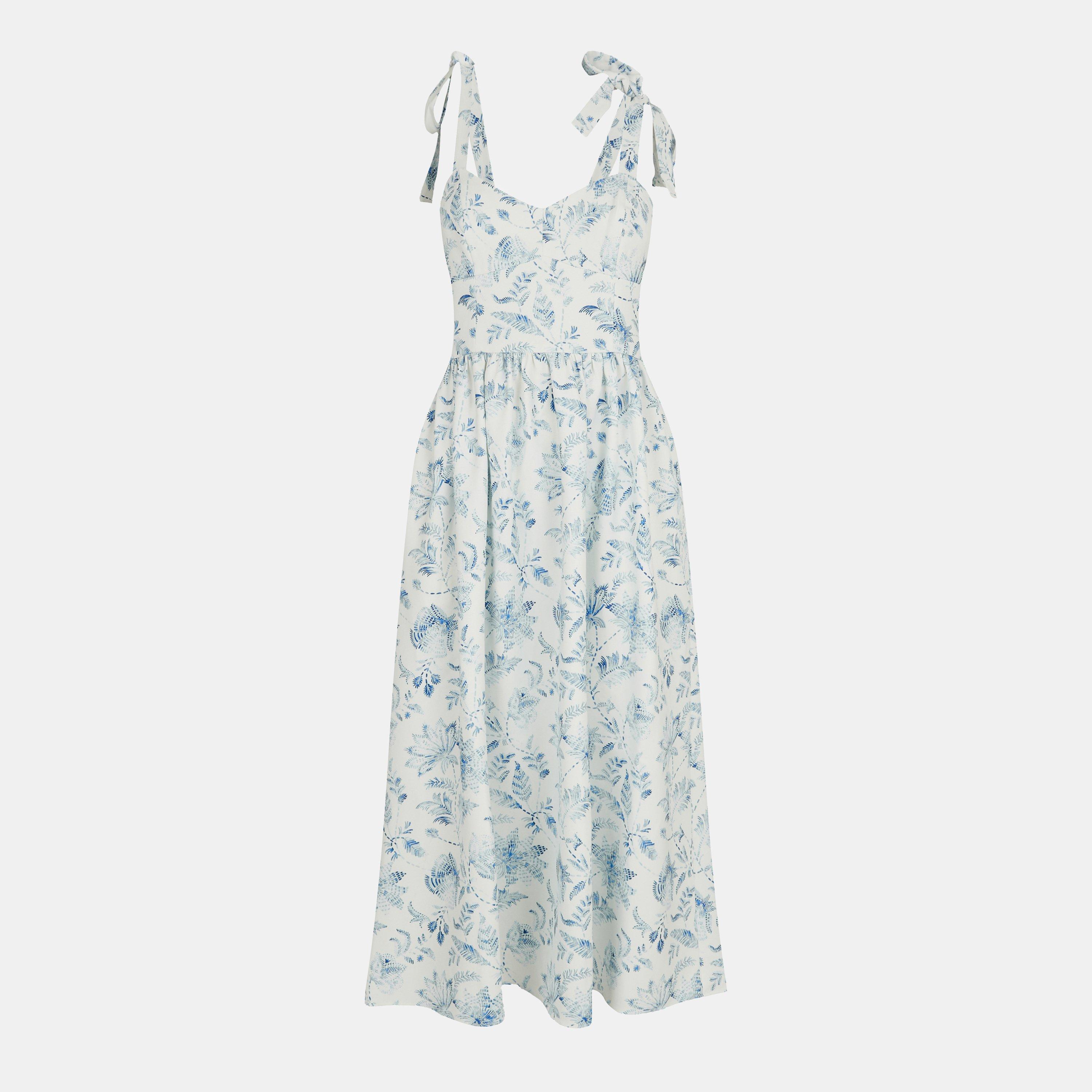 Cream/Blue - French Connection - Women's Serenity A Line Dress - 1