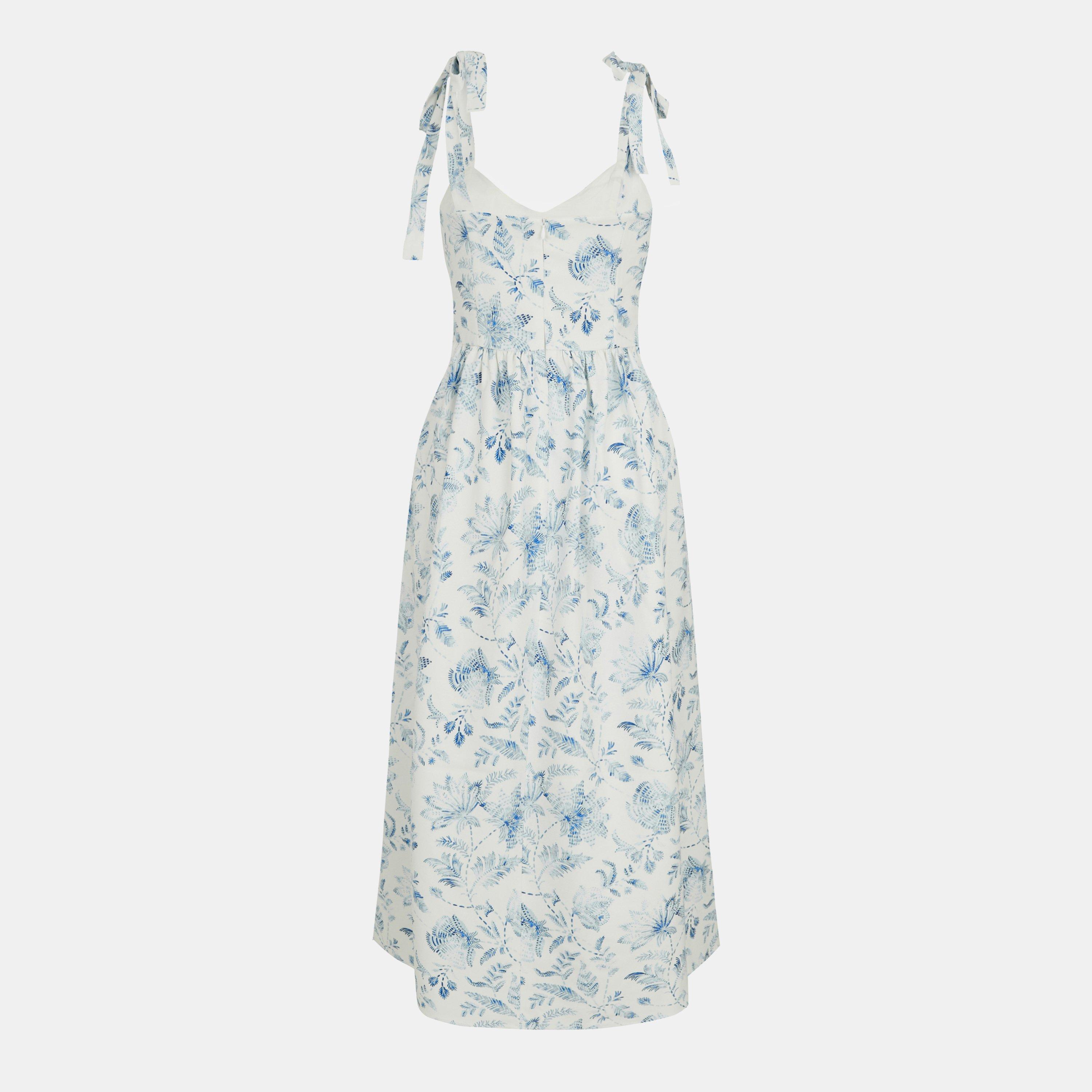 Cream/Blue - French Connection - Women's Serenity A Line Dress - 2