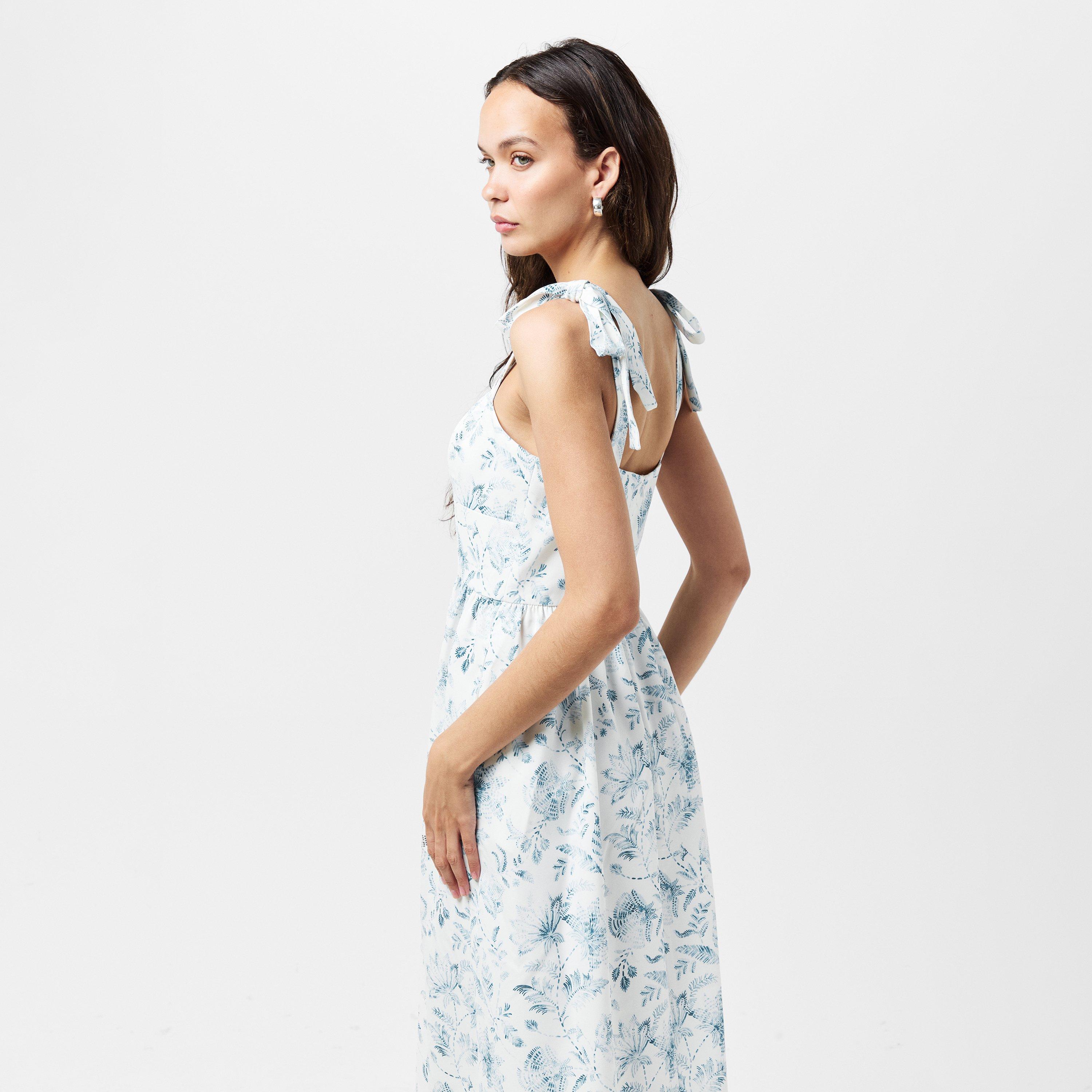 Cream/Blue - French Connection - Women's Serenity A Line Dress - 4