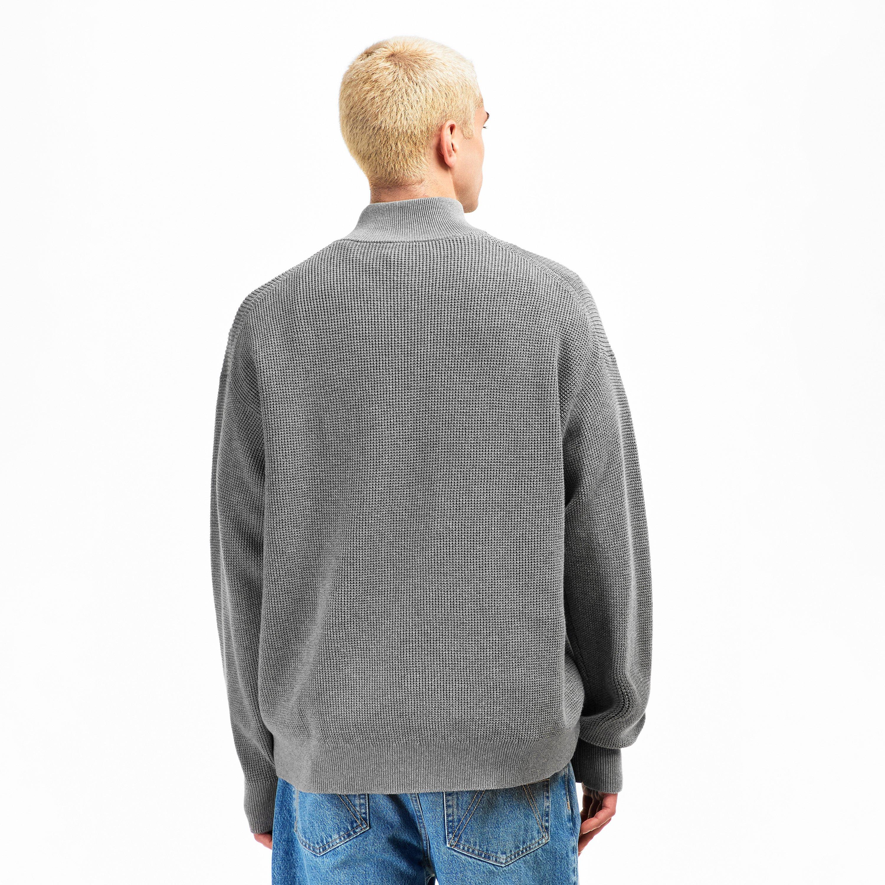 Grey Heather - Calvin Klein Jeans - Men's Waffle Knitted Crew Neck Jumper - 4