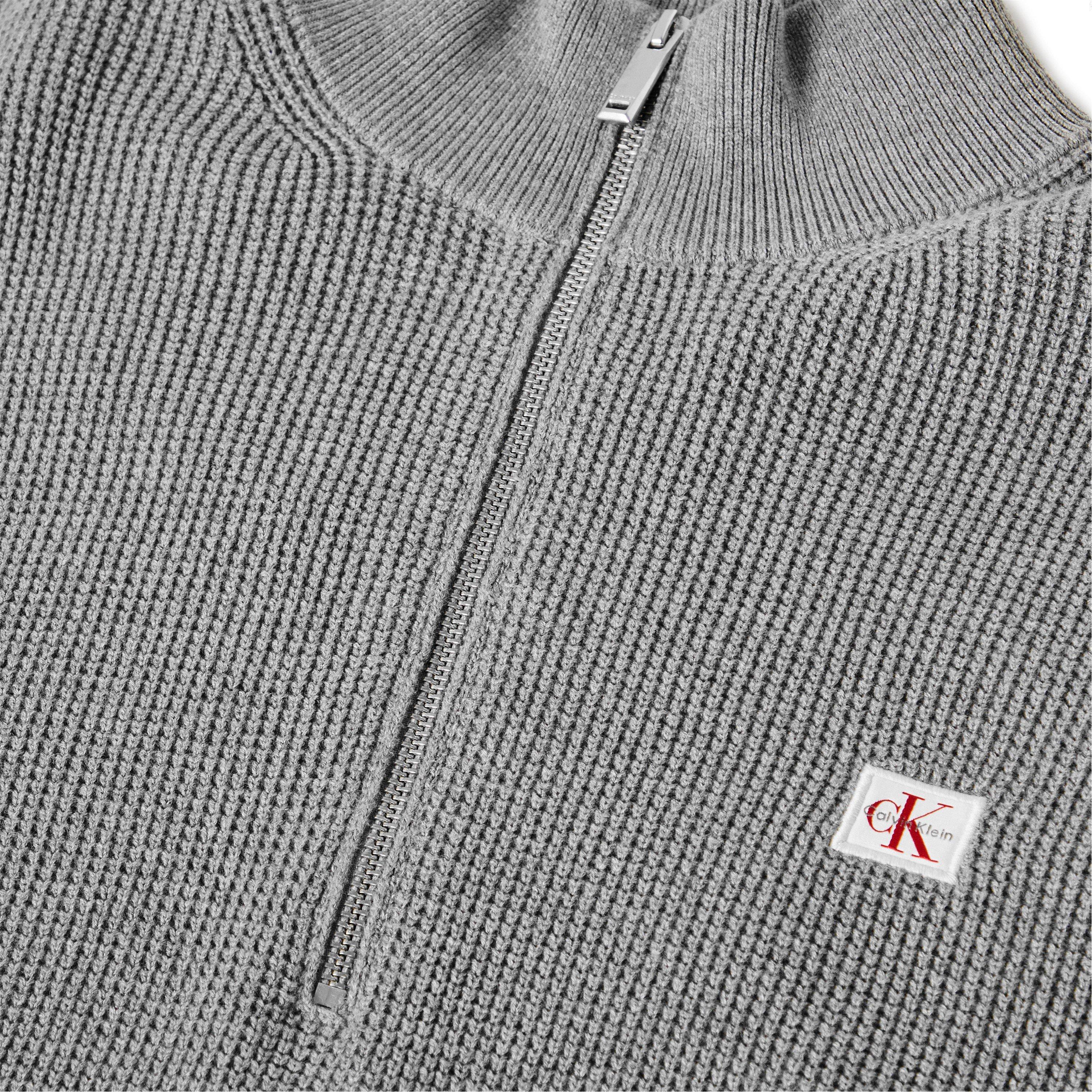 Grey Heather - Calvin Klein Jeans - Men's Waffle Knitted Crew Neck Jumper - 5