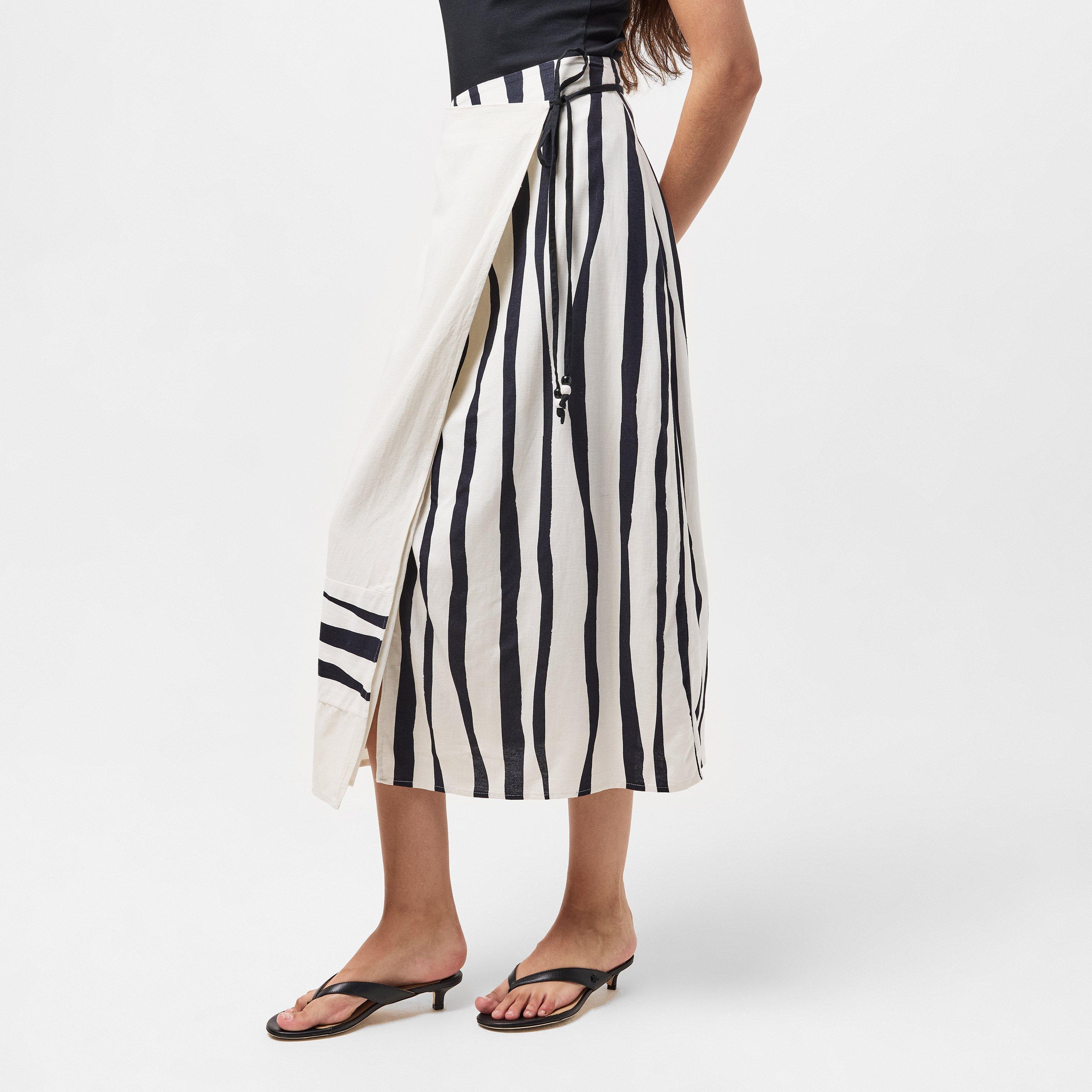 White-Black - French Connection - Women's Genevieve Wrap Skirt - 3