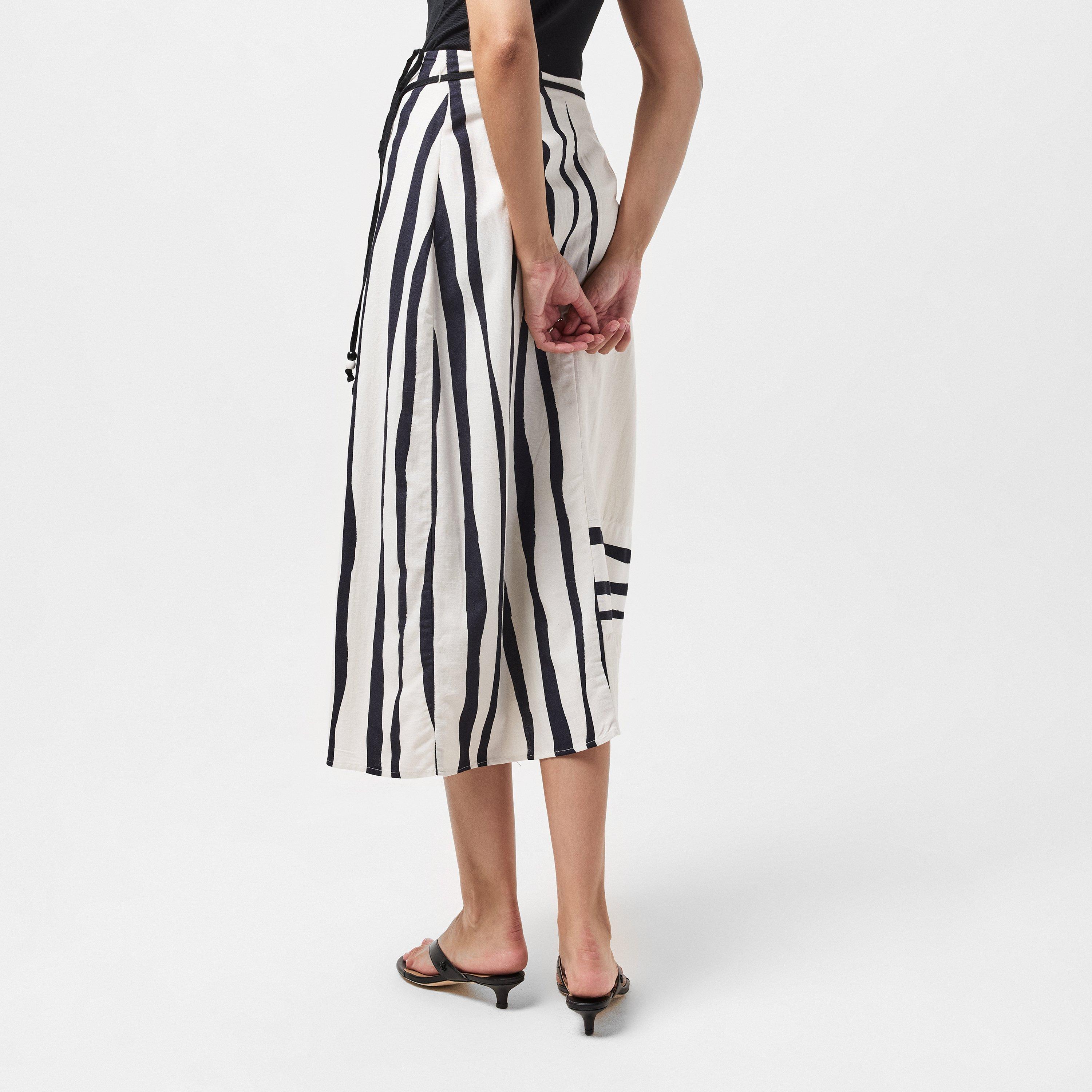 White-Black - French Connection - Women's Genevieve Wrap Skirt - 4