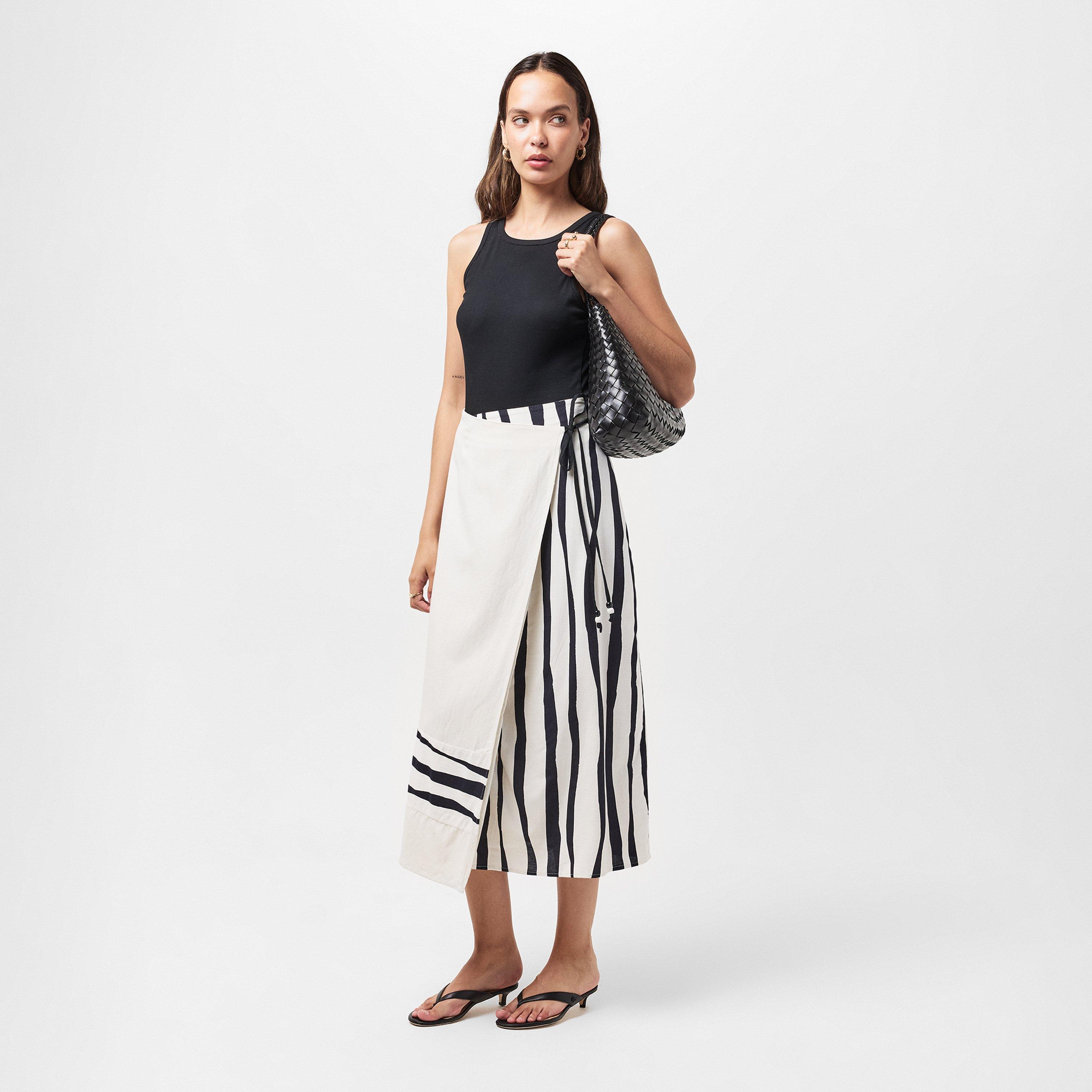 White-Black - French Connection - Women's Genevieve Wrap Skirt - 6