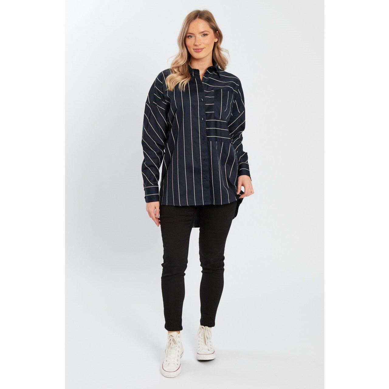 Influence Women's Long-Sleeve Patterned Shirt - Navy - 6 (2XS)