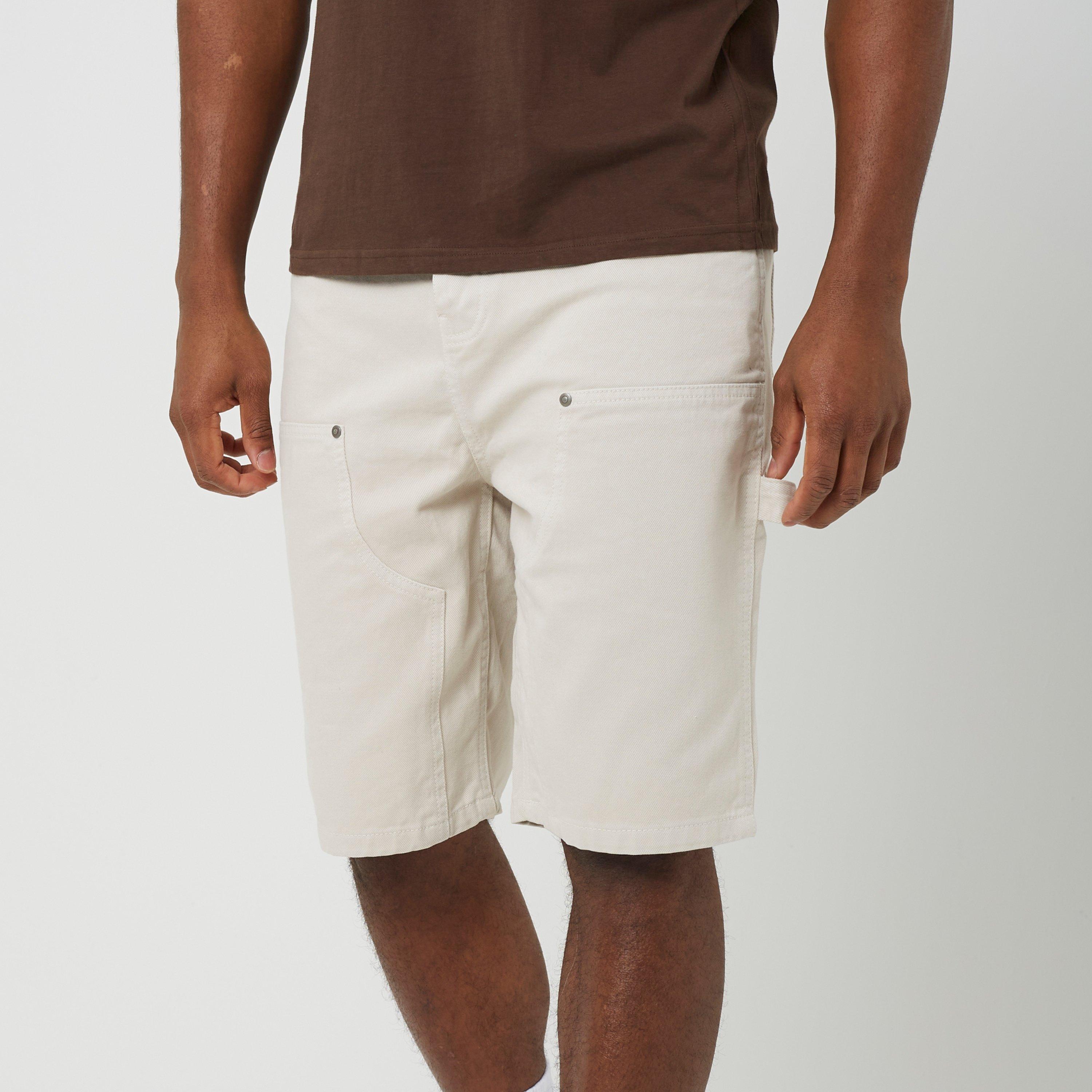 BS Mens Cream Denim Loose Fit Carpenter Shorts