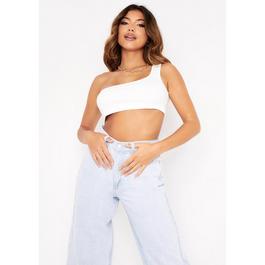 Missy Empire Shoulder Ribbed Crop Top