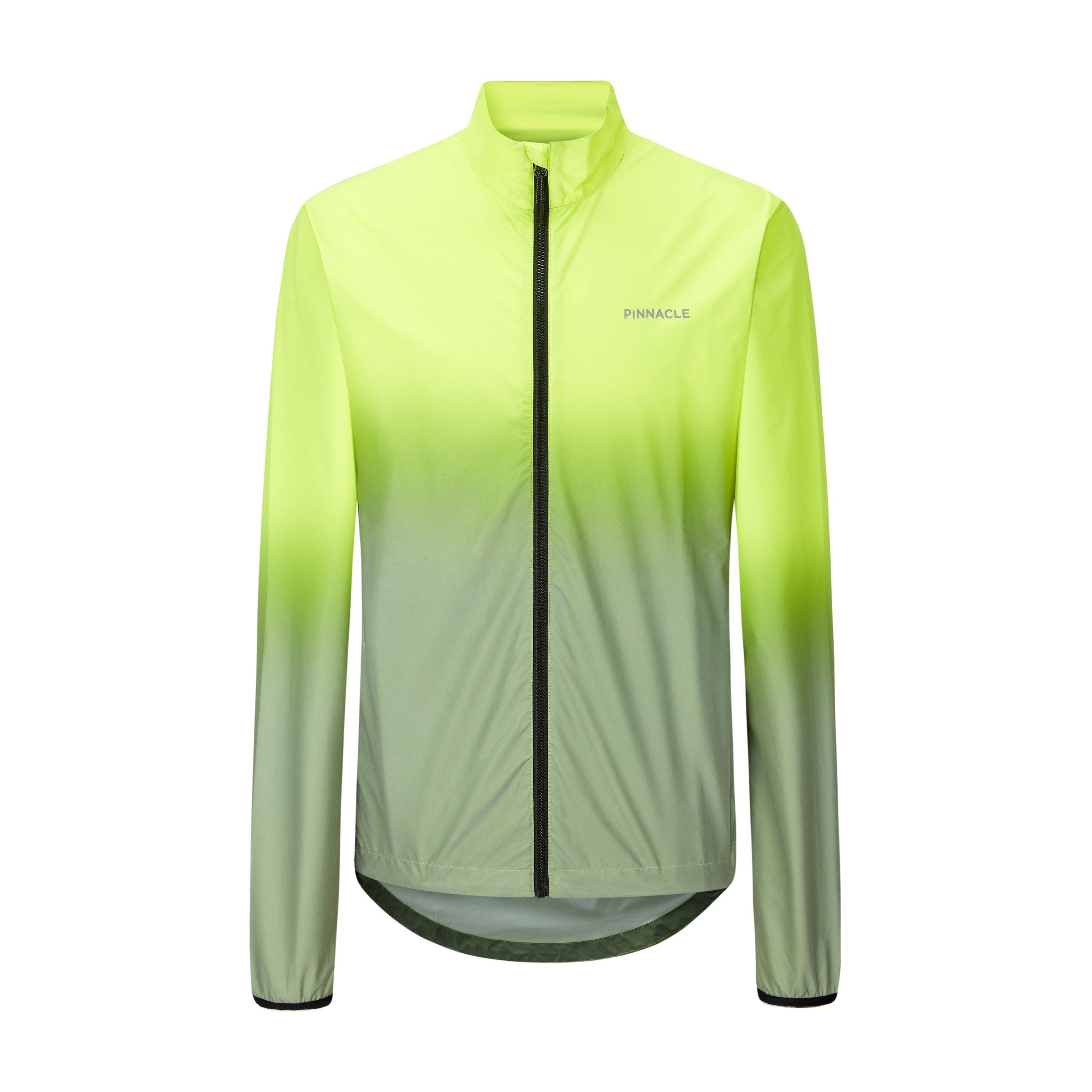 Pinnacle Men's Reflective Long Sleeve Full Zip Slim Fit Performance Cycling Jacket - Yellow - Large