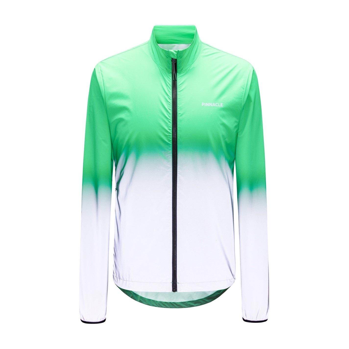 Green - Pinnacle - Men's Reflective Long Sleeve Full Zip Slim Fit Performance Cycling Jacket - 2