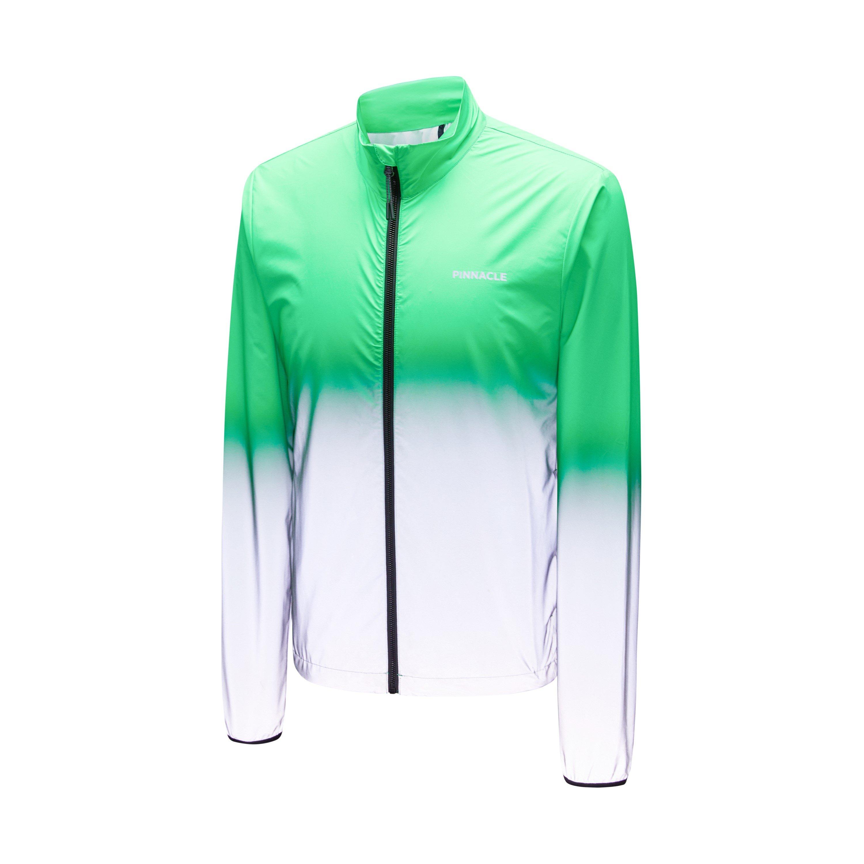 Green - Pinnacle - Men's Reflective Long Sleeve Full Zip Slim Fit Performance Cycling Jacket - 3