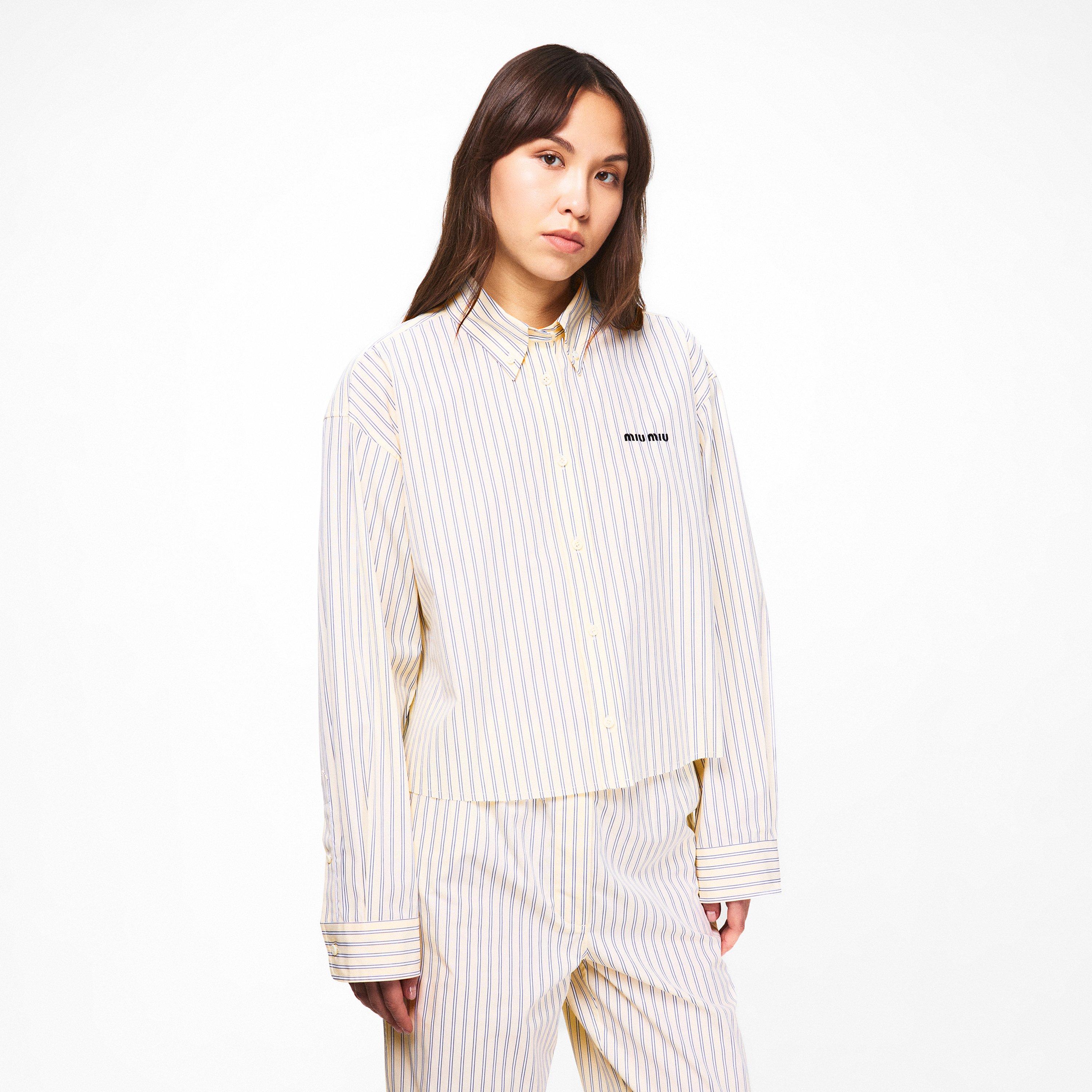 Crema - Miu Miu - Women's Stripe Long Sleeve Pyjama Shirt - 3