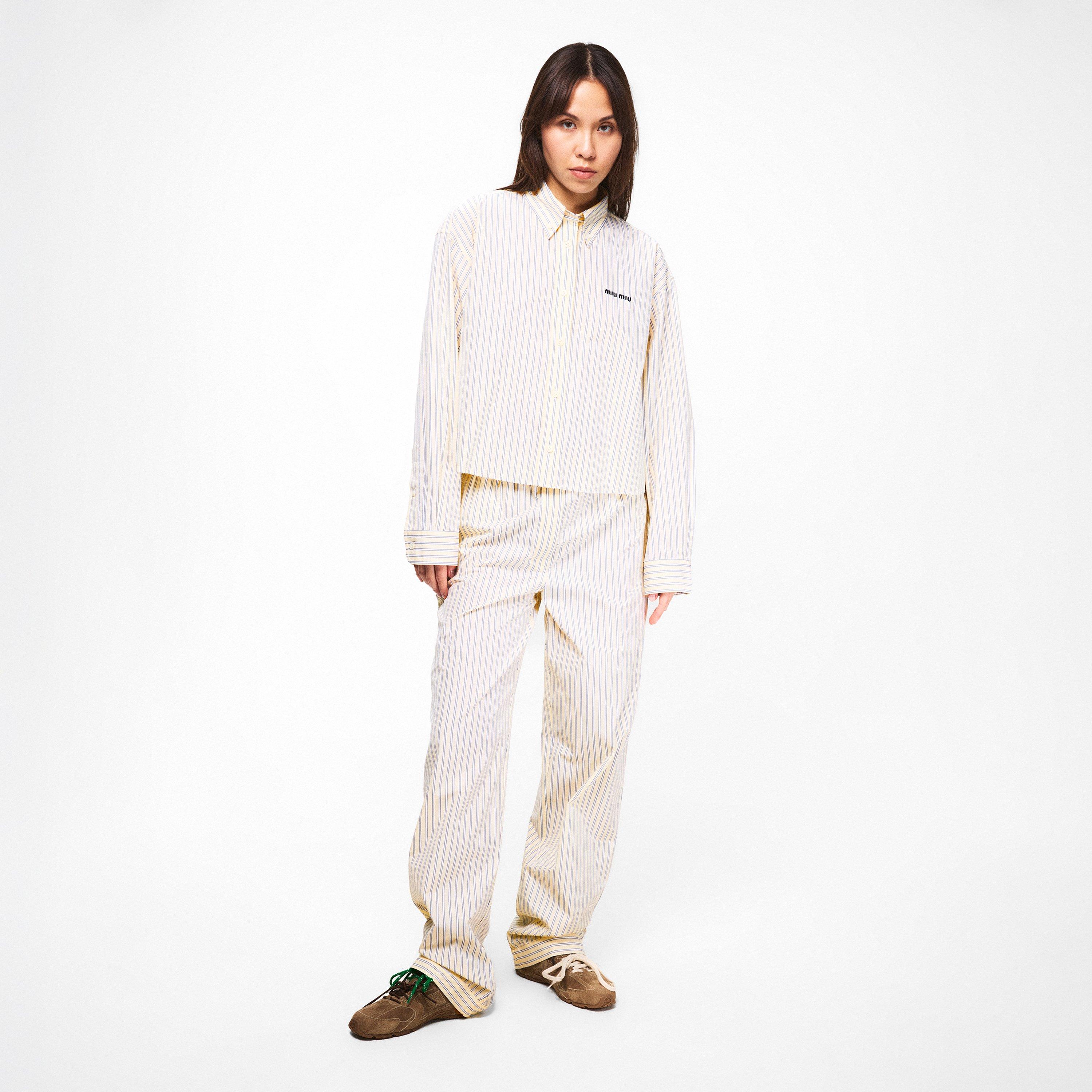 Crema - Miu Miu - Women's Stripe Long Sleeve Pyjama Shirt - 6