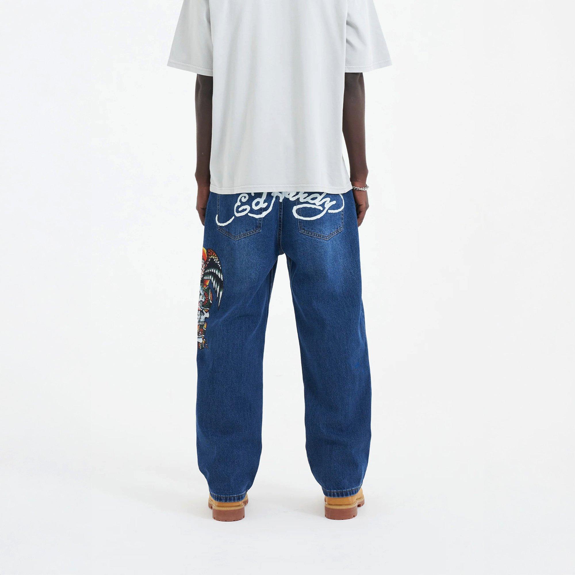 Indigo - Ed Hardy - Men's Skull Wide Leg Jeans - 3