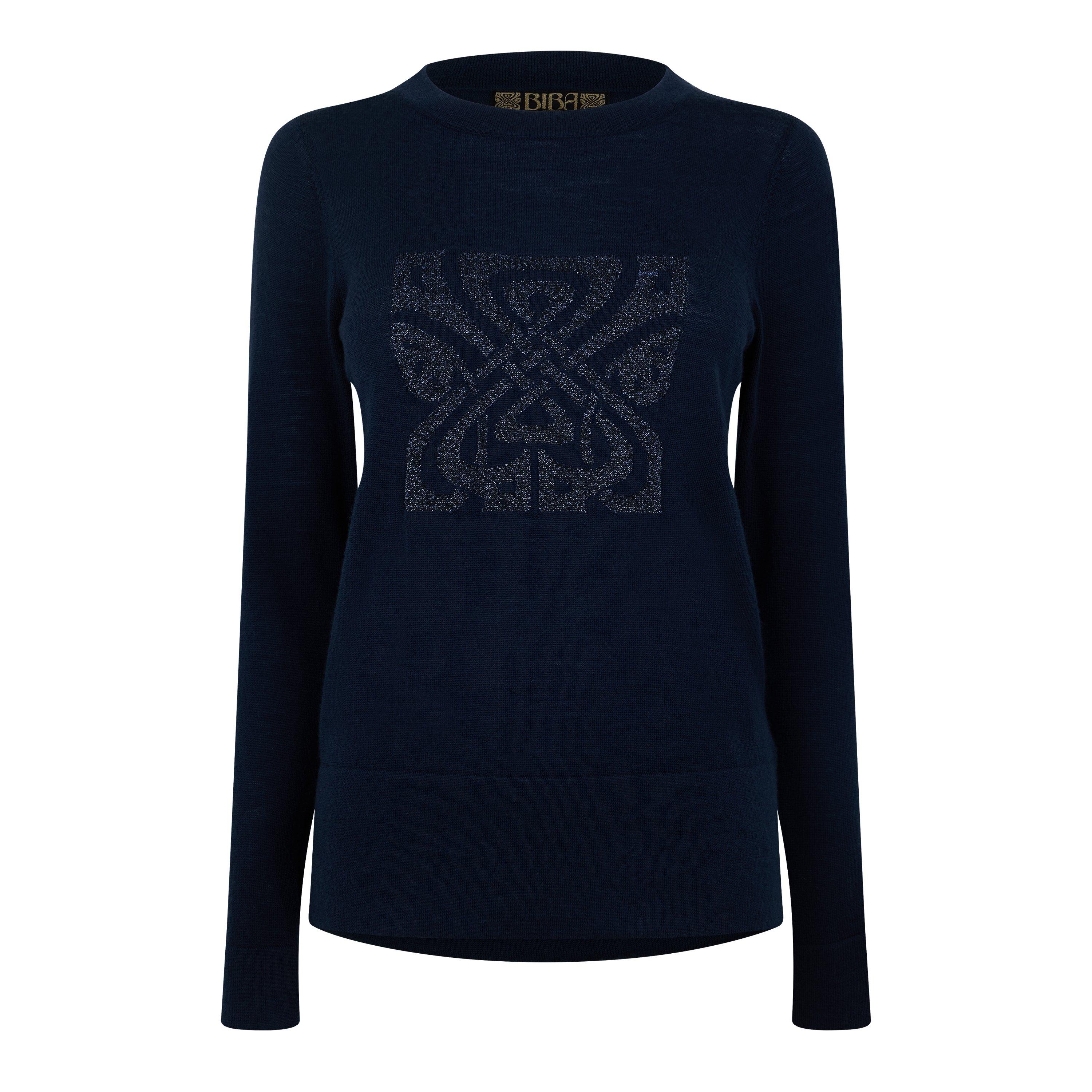 Biba Women's Merino Logo Jumper - Navy - 10 (S)