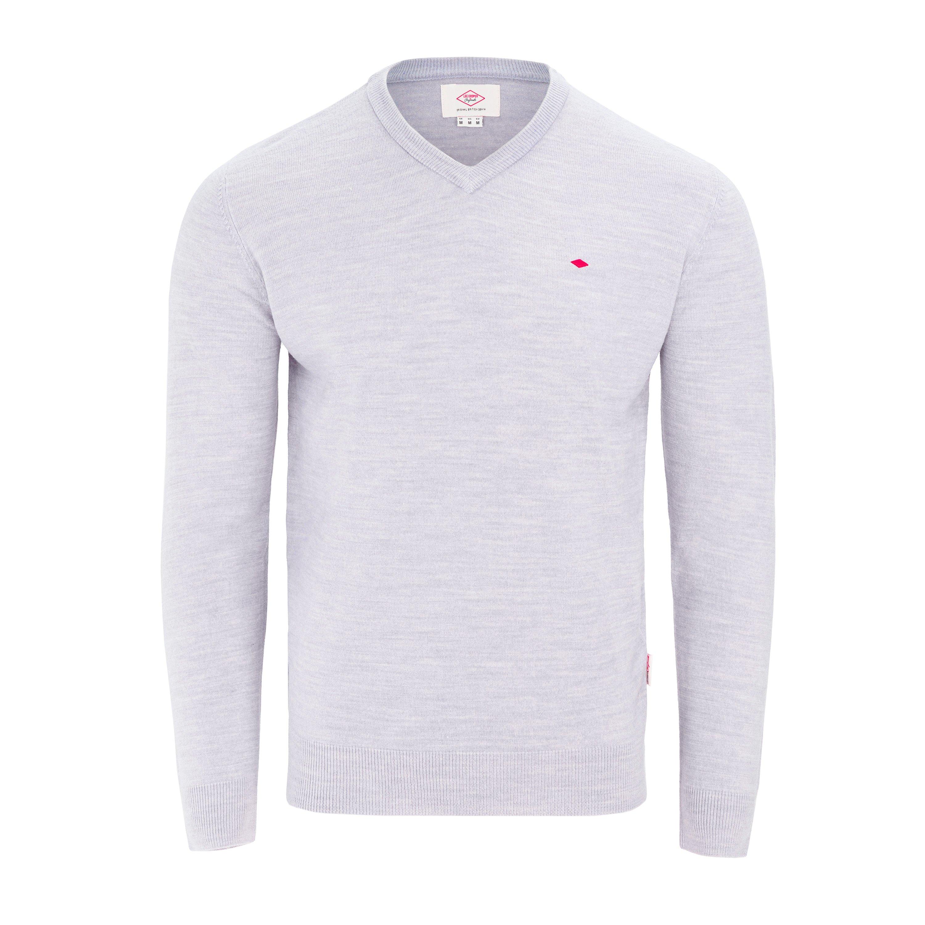 Light grey - Lee Cooper - Long sleeve V Neck Jumper - 1