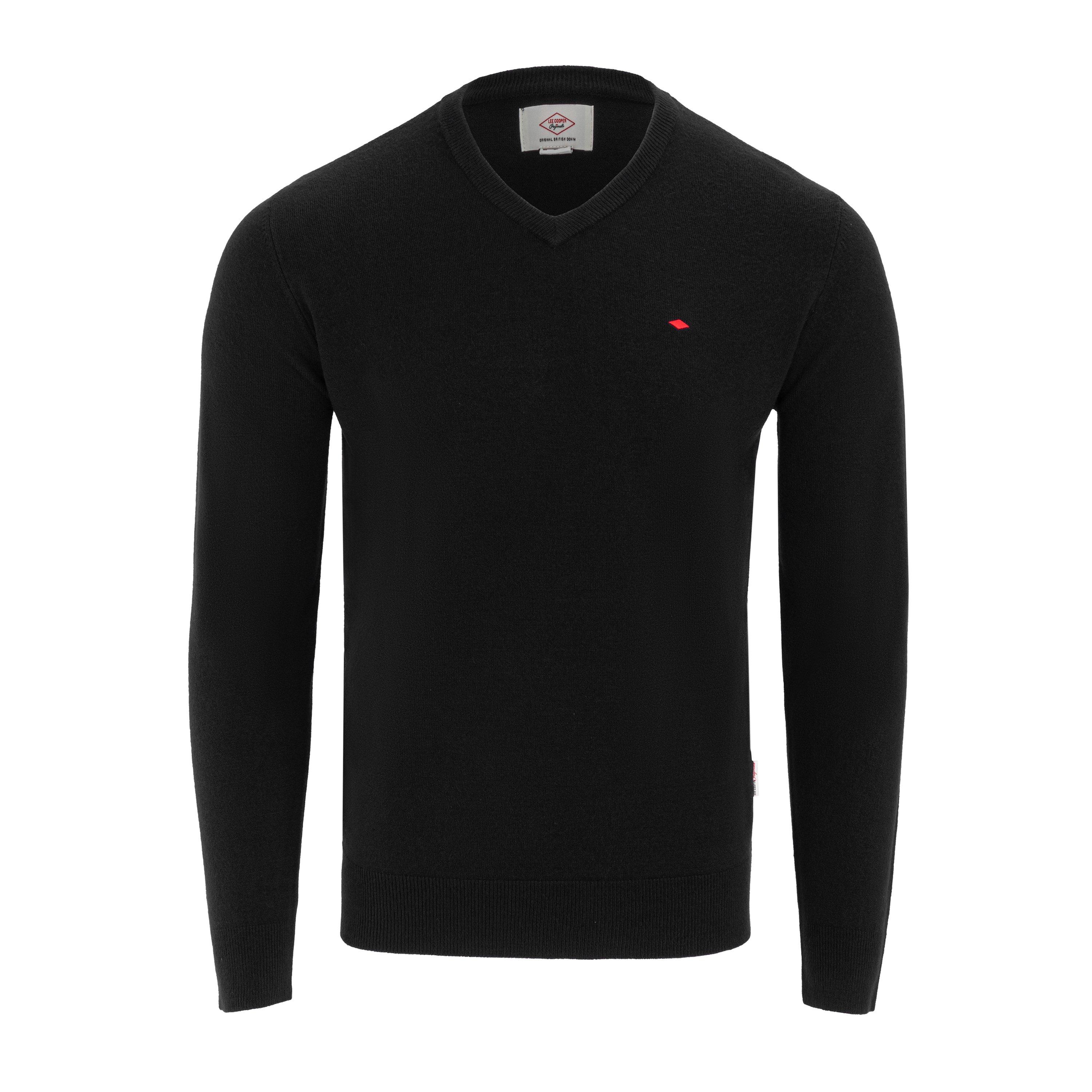 Black - Lee Cooper - Long sleeve V Neck Jumper - 8