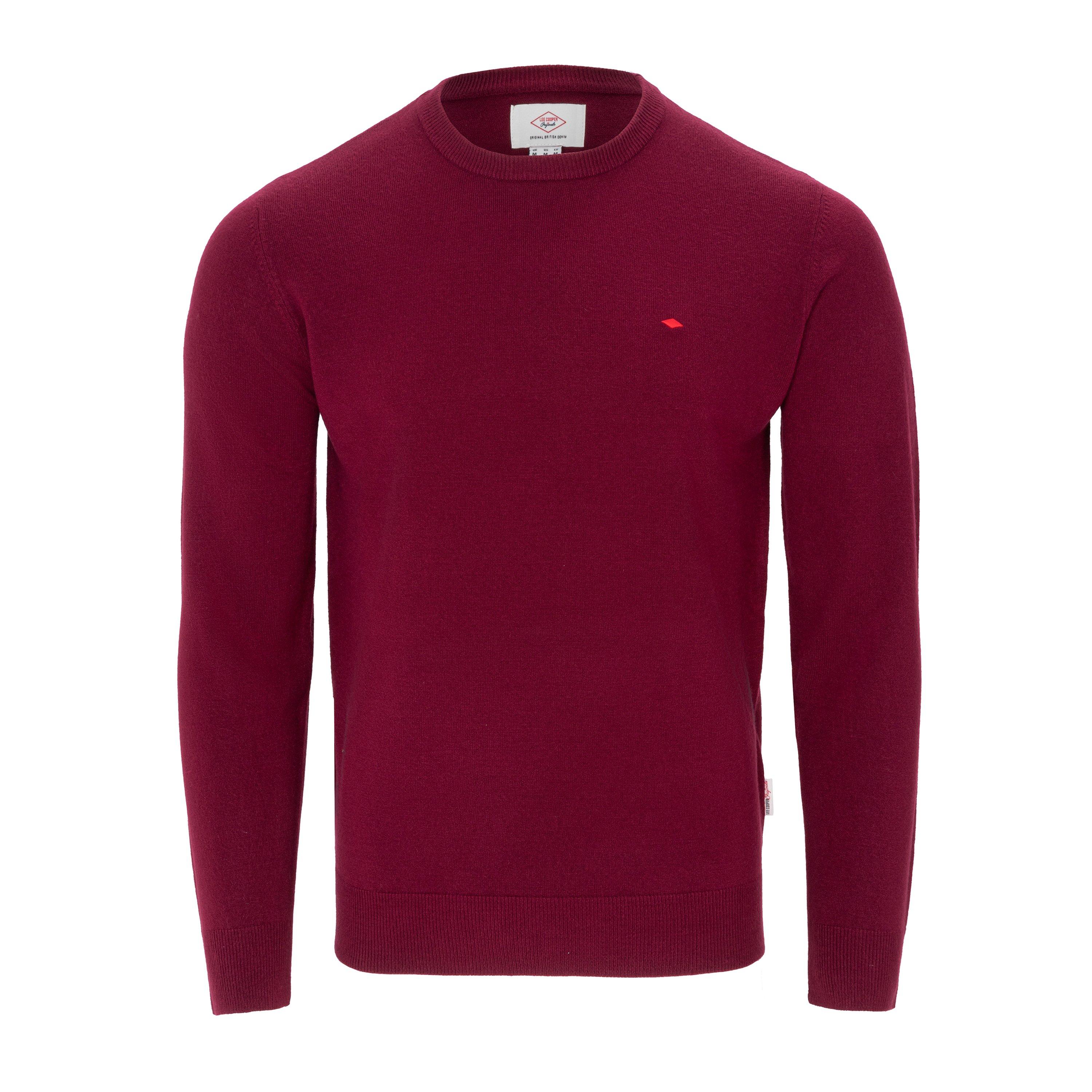 Burgandy - Lee Cooper - Long Sleeve Crew Neck Jumper - 1
