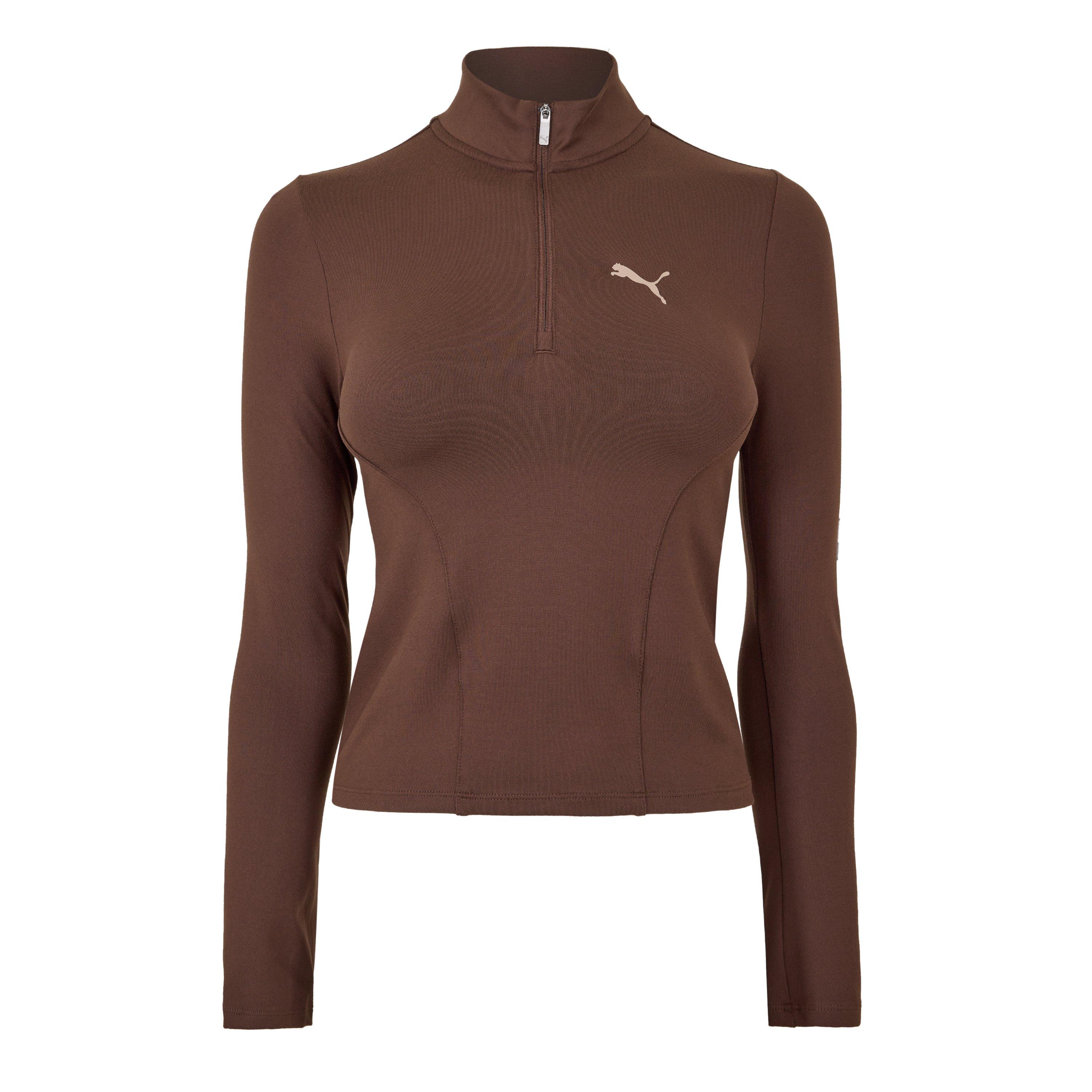 Puma Women's Train Reg Length Half Zip Fleece - Espresso Bro - 8 (XS)