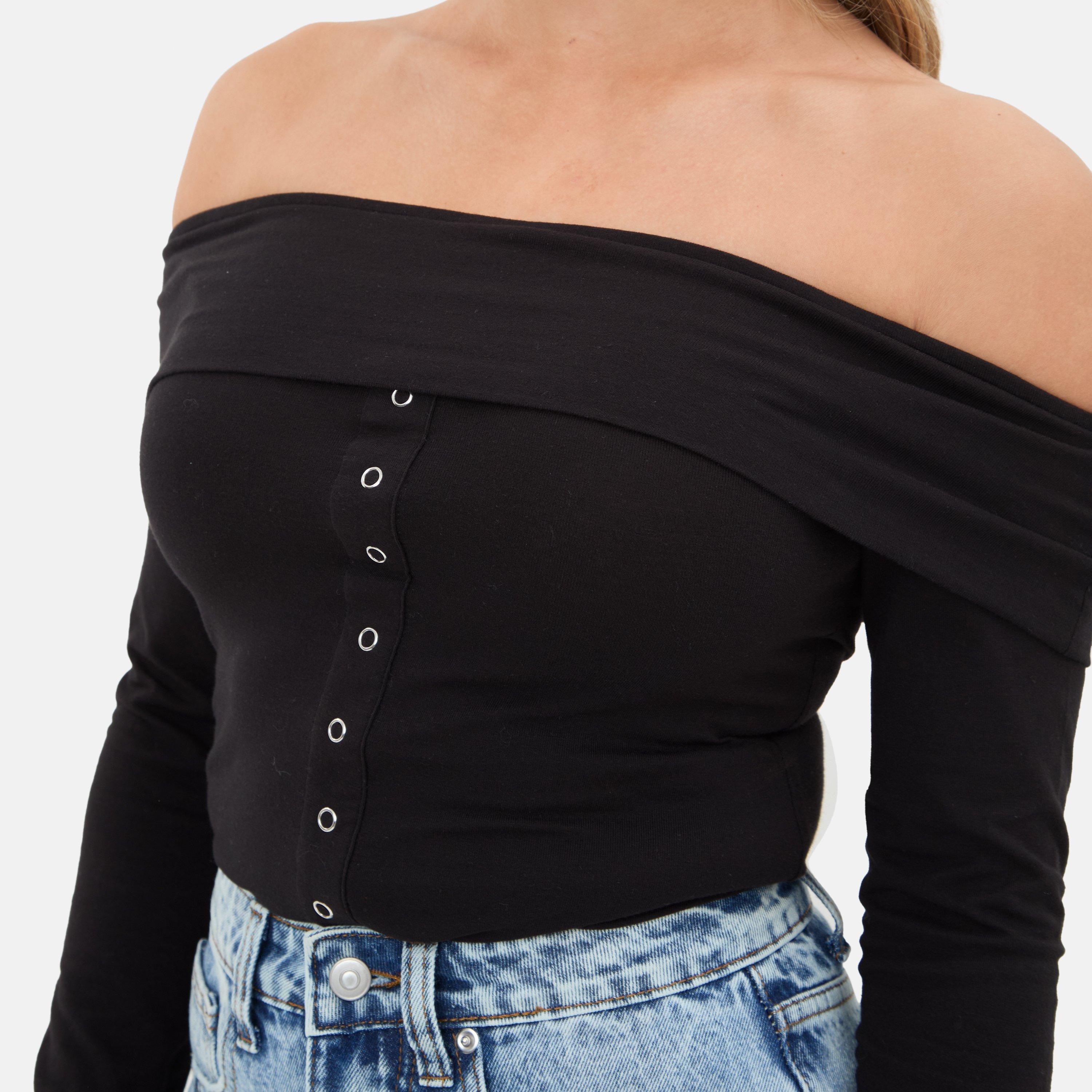 Preto - I Saw It First - Popper Front Bardot Top - 4