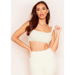 Missy Empire Fluffy Thick Knit Square Neck Crop Top