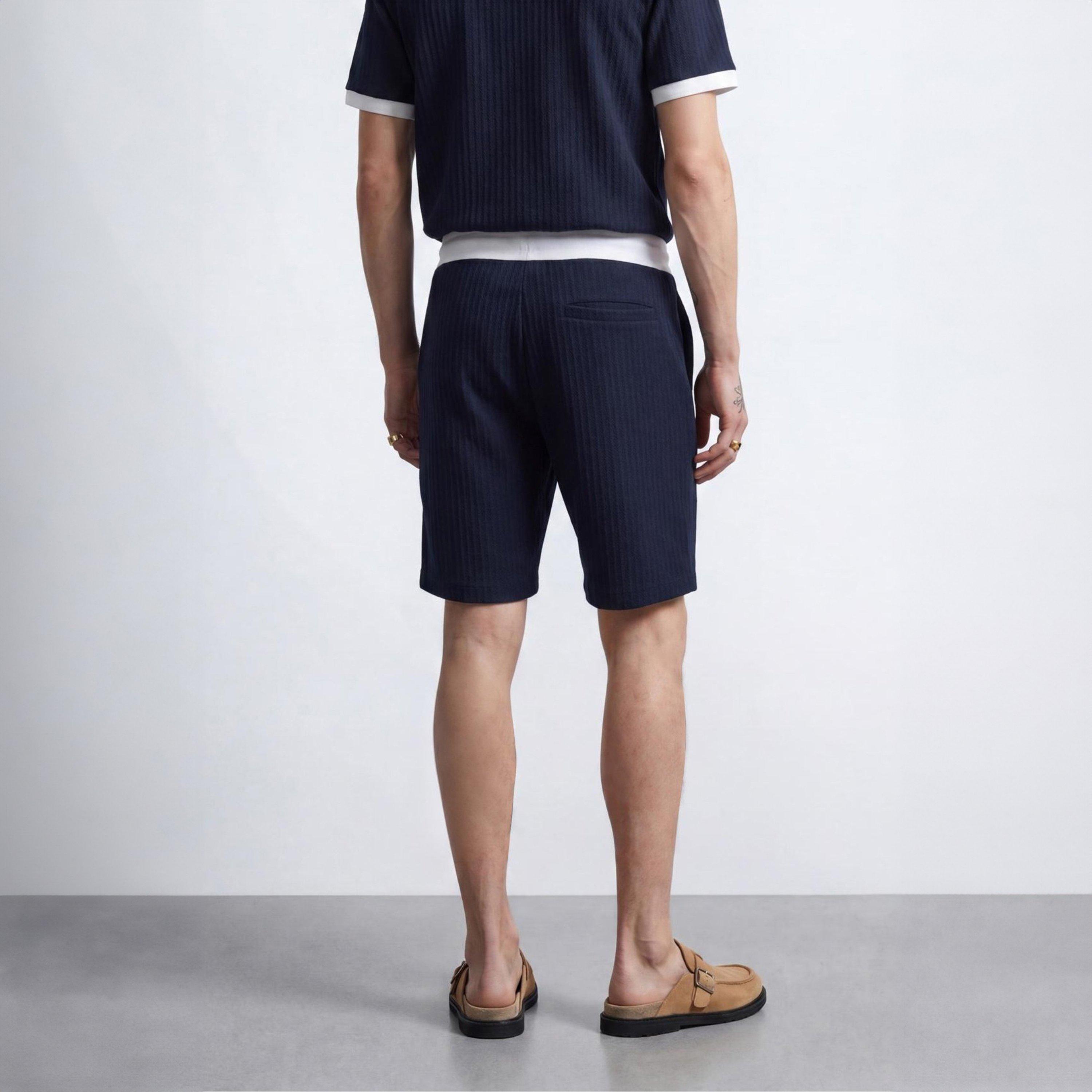 Navy - Twisted Tailor - Henry Navy Textured Shorts - 4