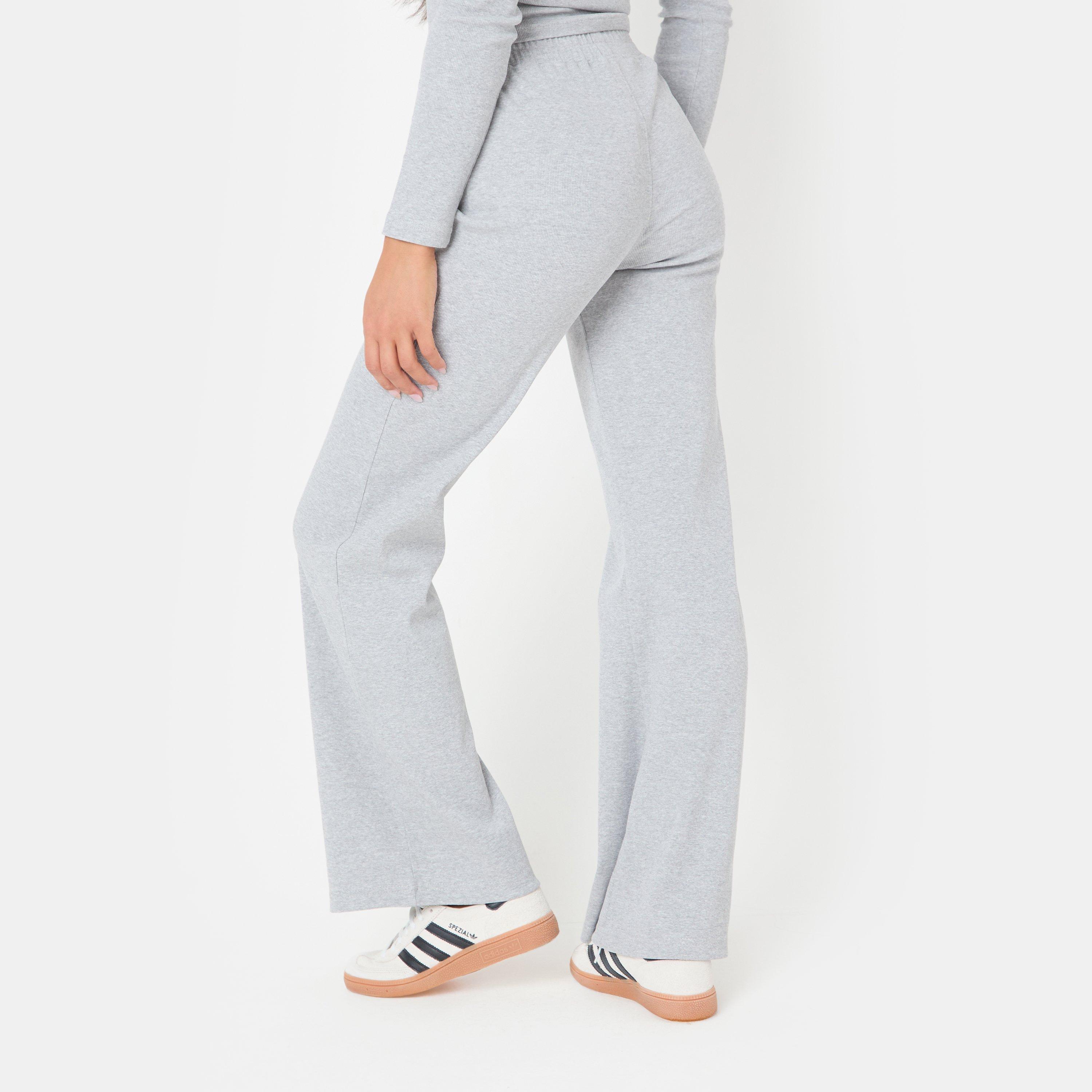 Gris jaspeado - I Saw It First - Jersey Rib Wide Leg Trousers - 4