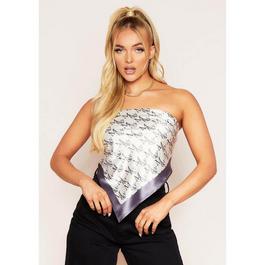 Missy Empire Repeat Print Satin Bandana Scarf Top