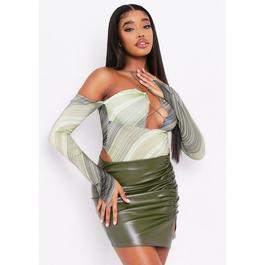 Missy Empire PU Split Front Mini Skirt