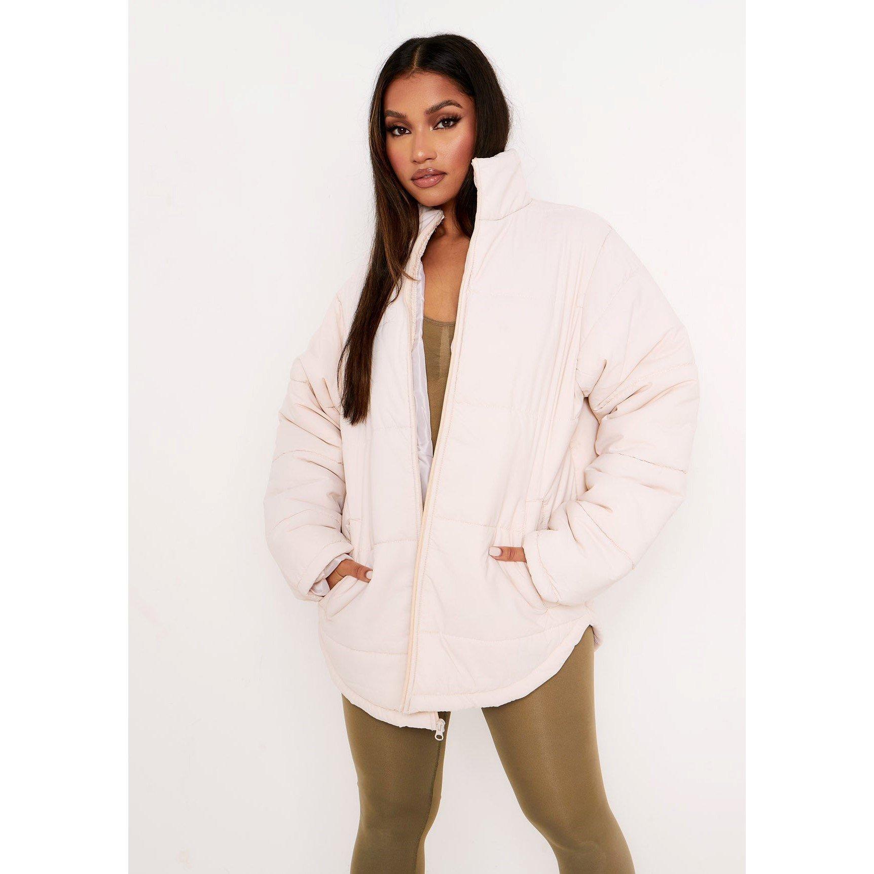 Stone - Missy Empire - Women's Oversized Long Sleeve Medium Puffer Jacket
