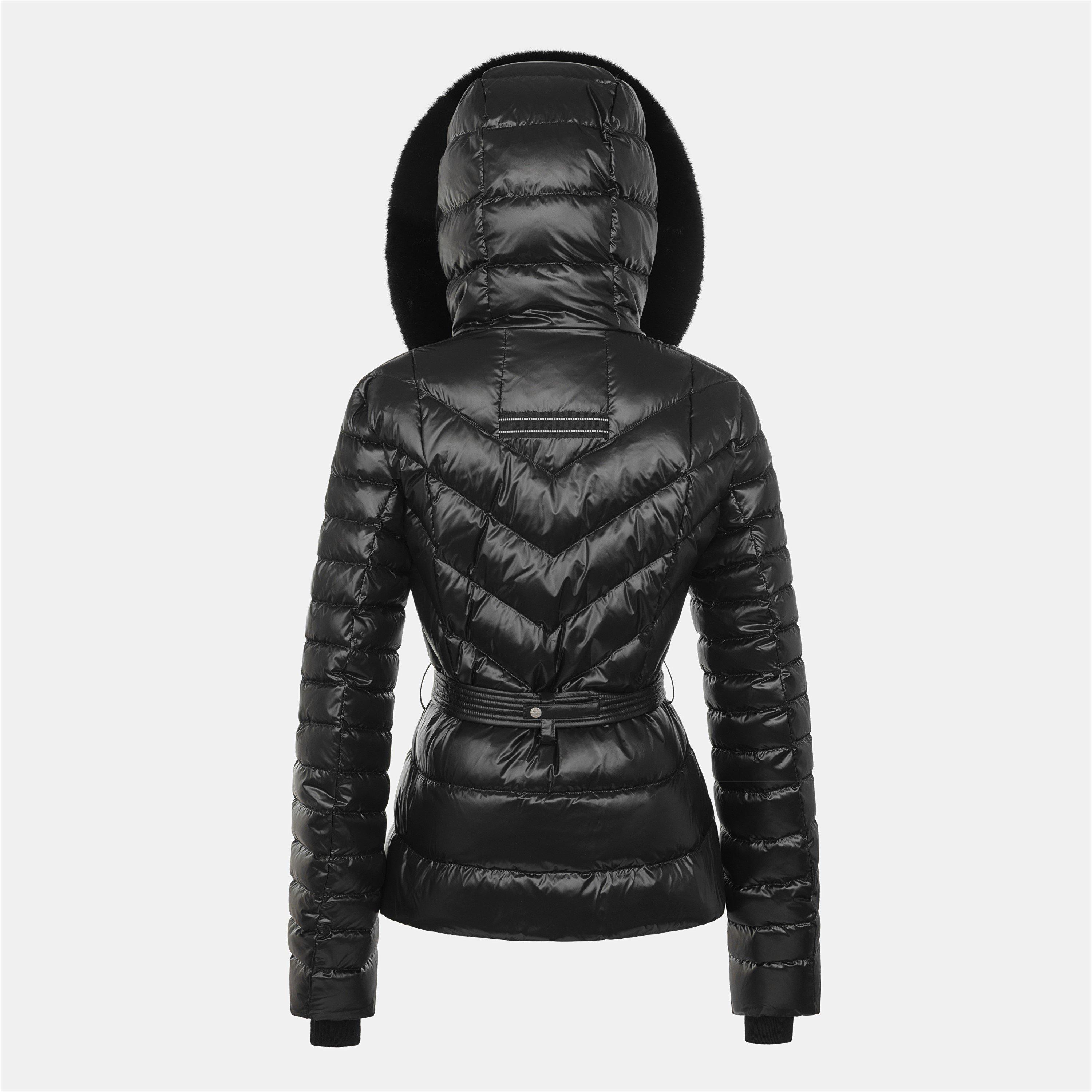 Black - Arctic Army - Women's Aurora Belted Hooded Long Sleeve Short Puffer Jacket - 2