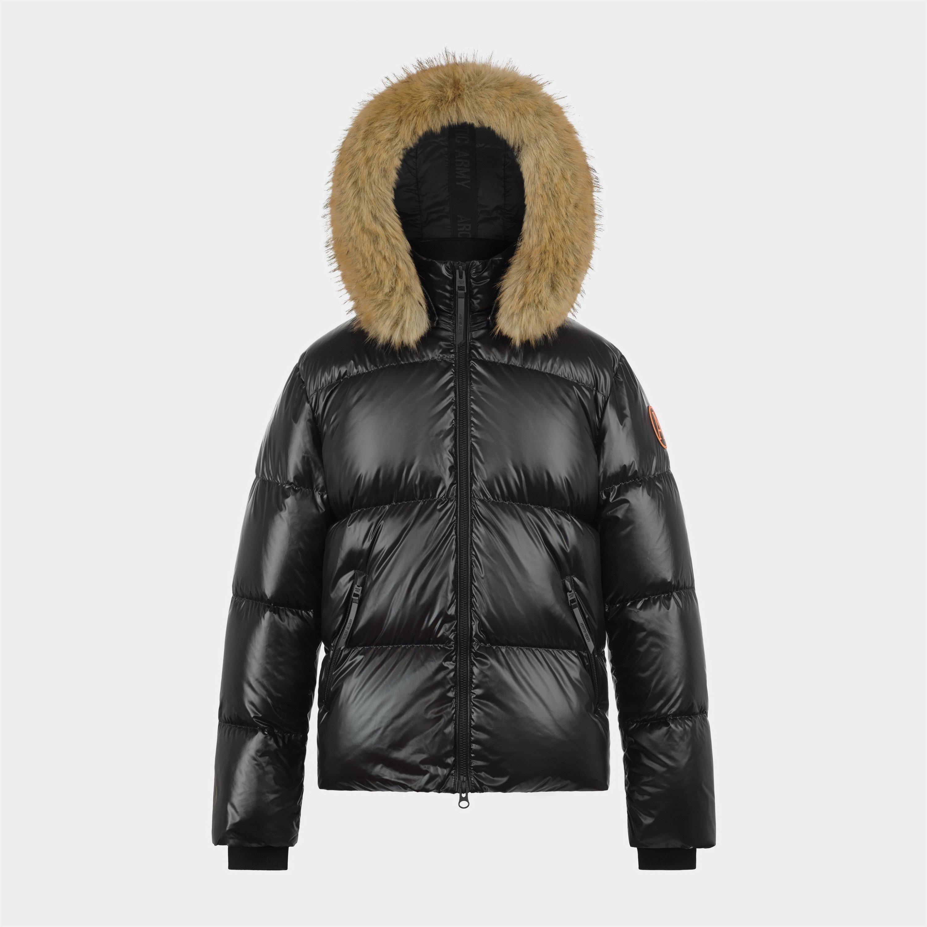 Black - Arctic Army - Women's Puffer OG Hooded Long Sleeve Short Puffer Jacket - 1