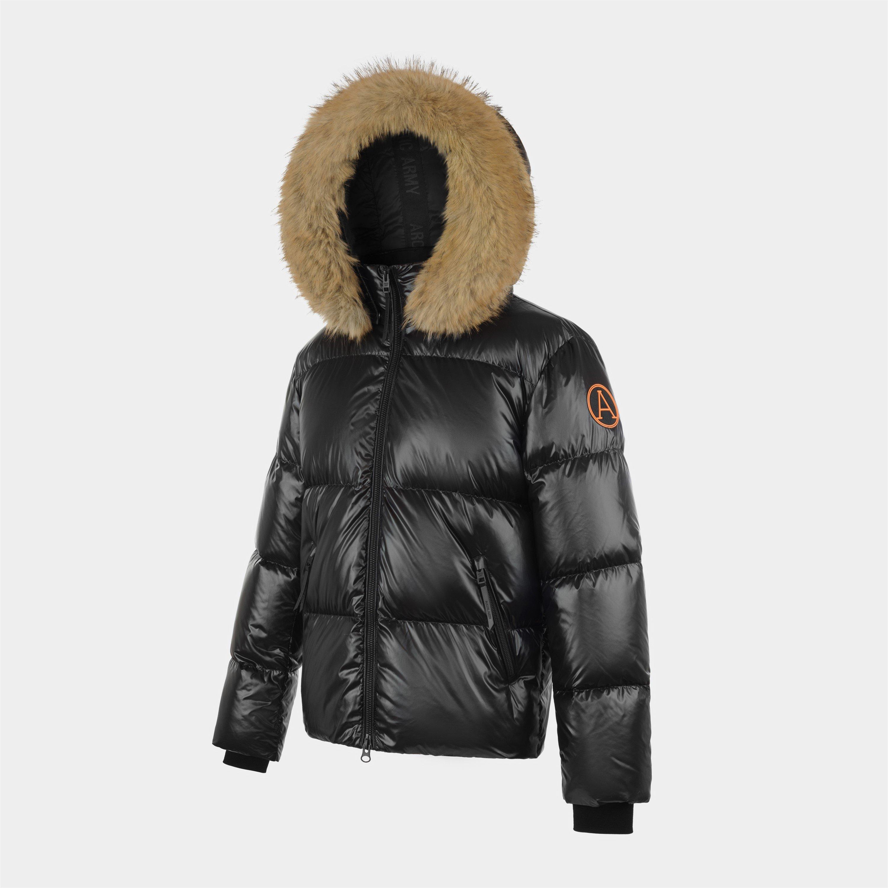 Black - Arctic Army - Women's Puffer OG Hooded Long Sleeve Short Puffer Jacket - 3