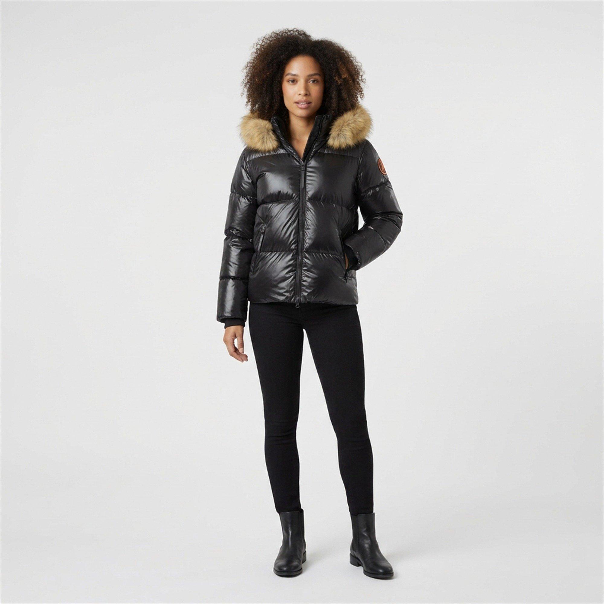 Black - Arctic Army - Women's Puffer OG Hooded Long Sleeve Short Puffer Jacket - 7