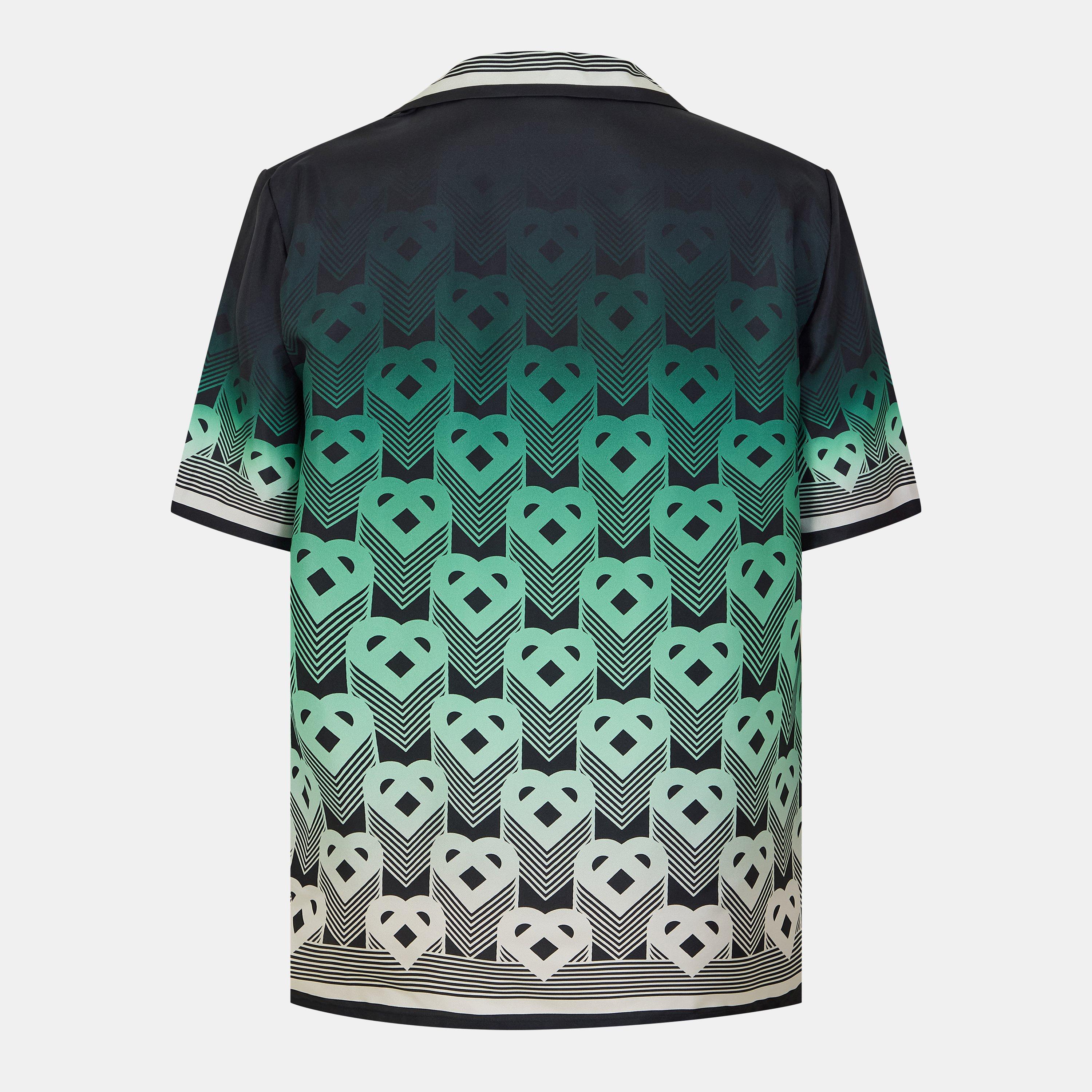 Black/Green - Casablanca - Men's Mono Silk Short Sleeve Bowling Shirt - 2