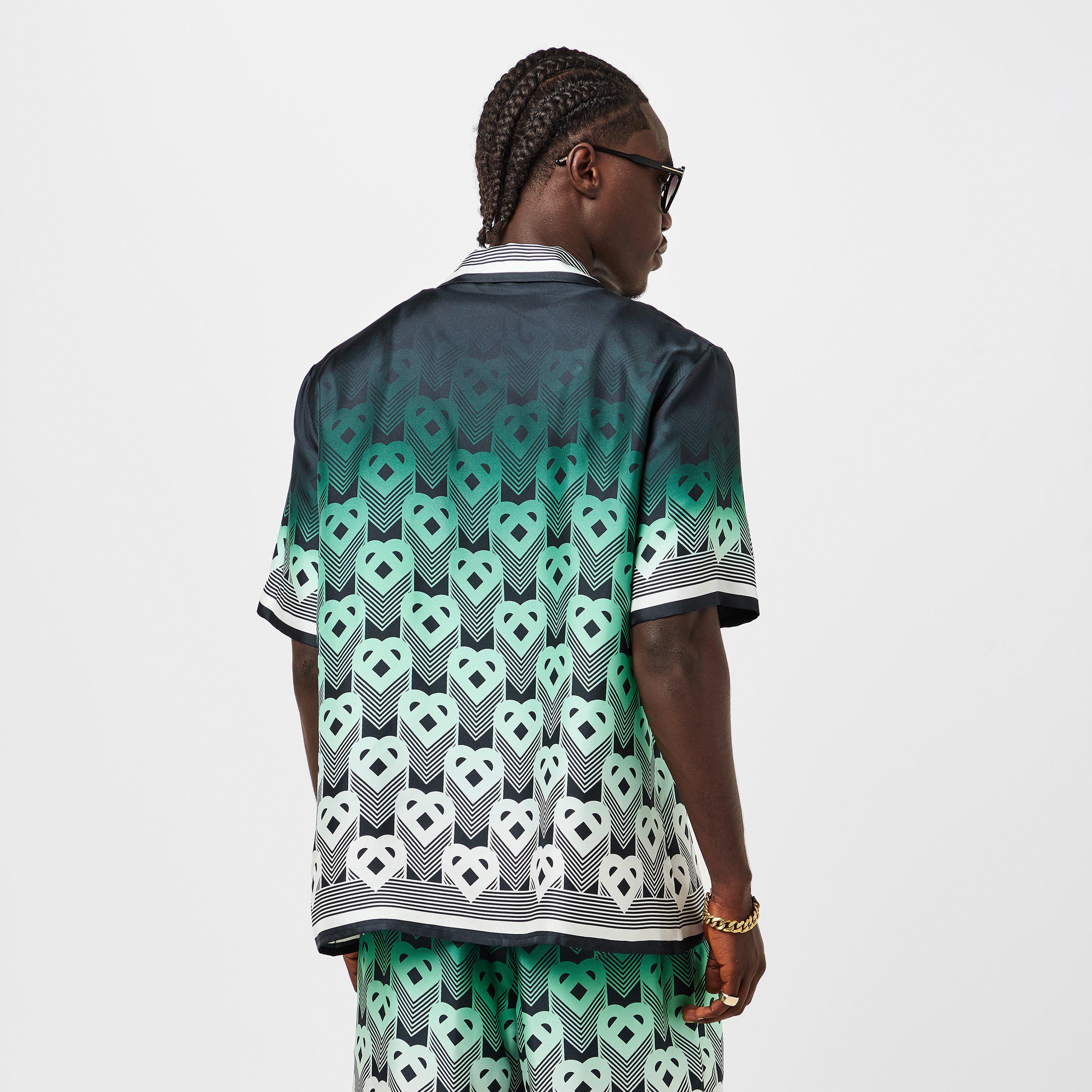 Black/Green - Casablanca - Men's Mono Silk Short Sleeve Bowling Shirt - 4