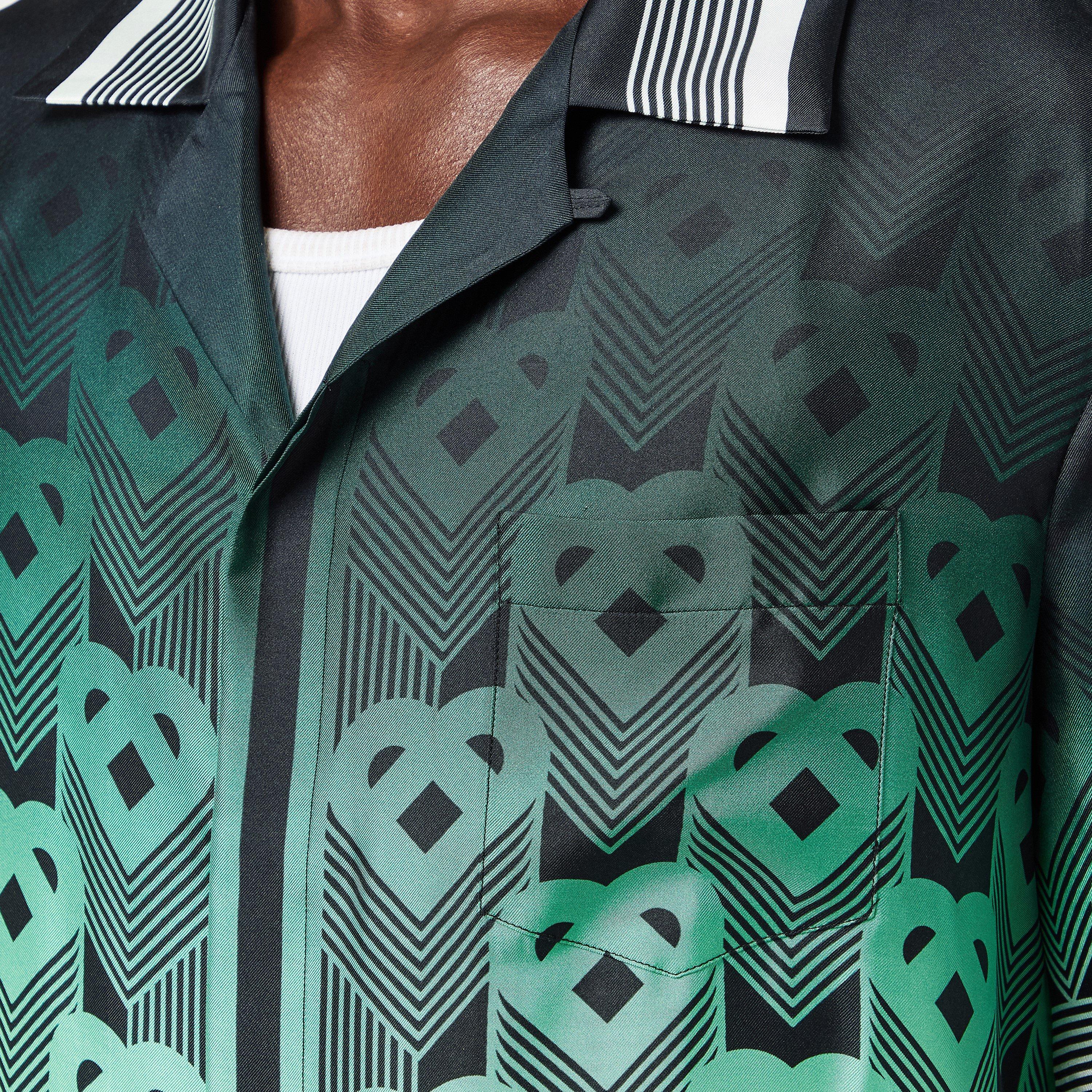 Black/Green - Casablanca - Men's Mono Silk Short Sleeve Bowling Shirt - 5