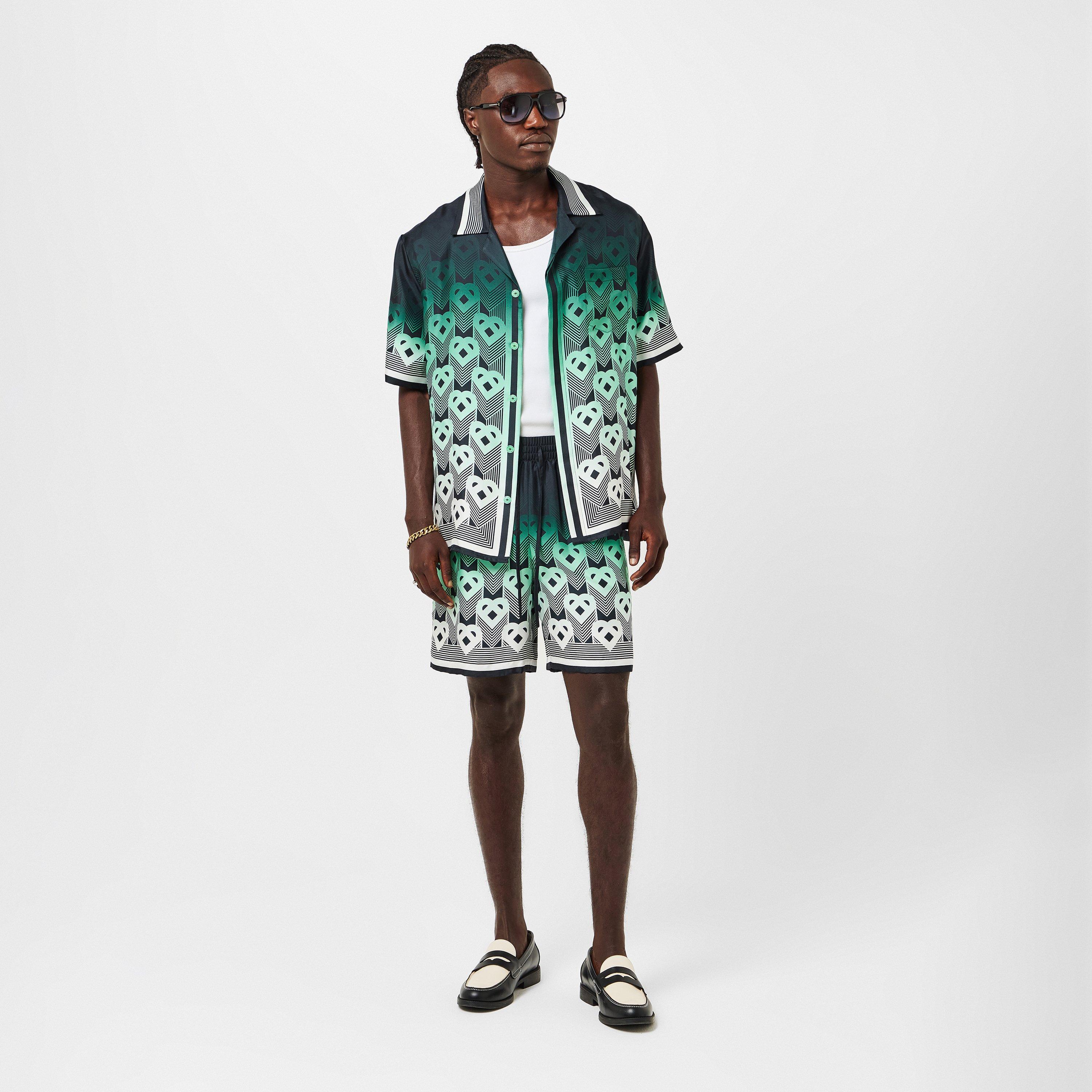 Black/Green - Casablanca - Men's Mono Silk Short Sleeve Bowling Shirt - 6