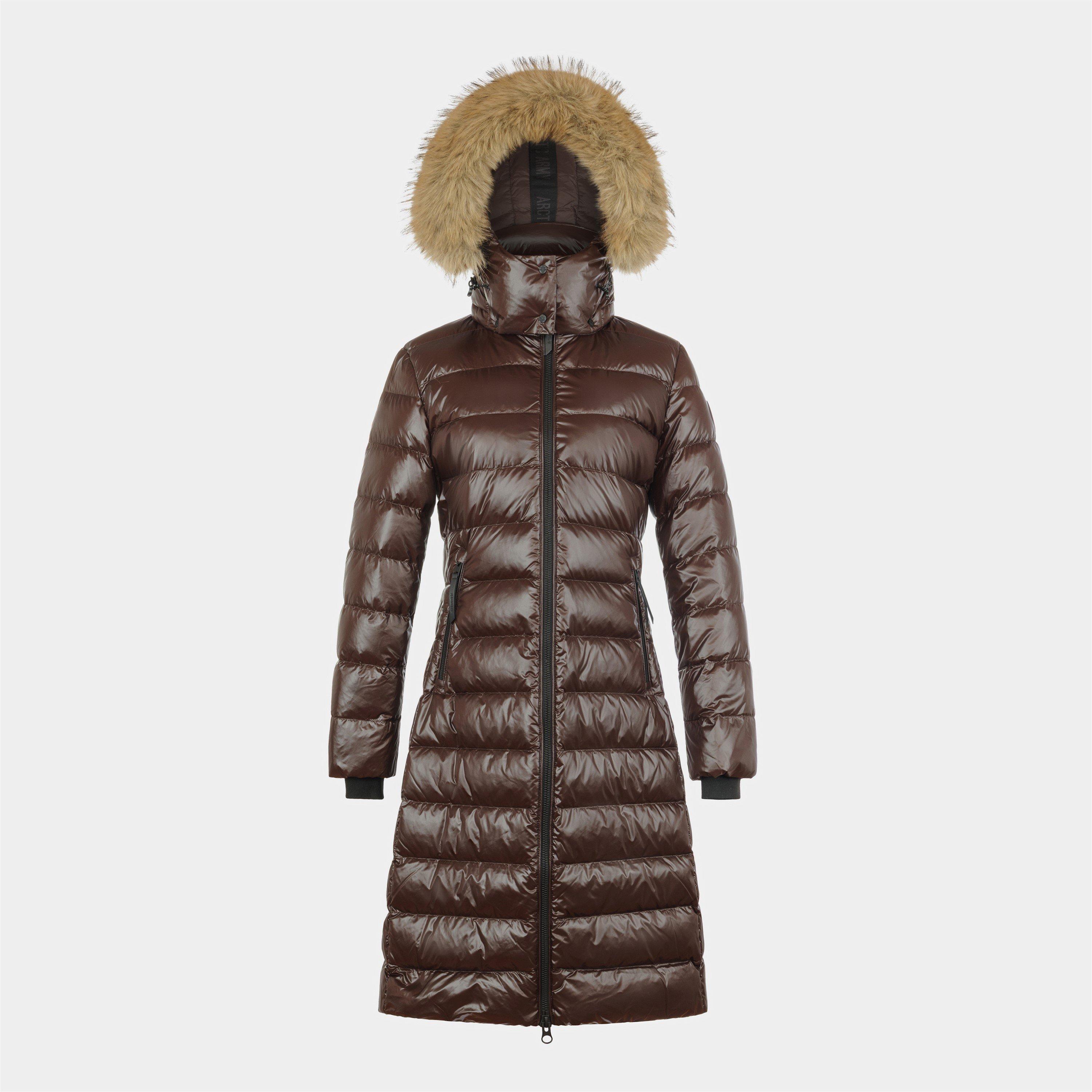 Women's Arctic Long Puffer Water Resistant Detachable Hood Calf Length Jacket