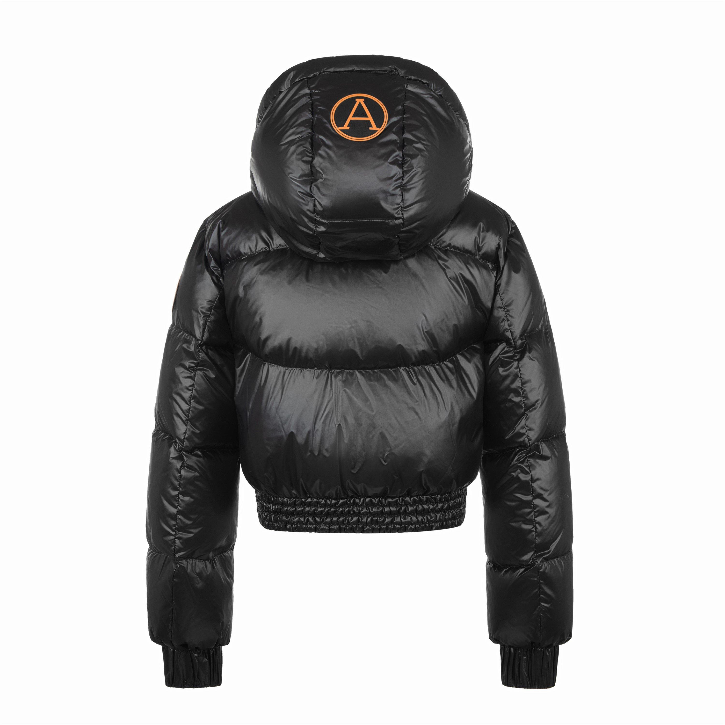 Black - Arctic Army - Women's Yukon Cropped Hooded Funnel Neck Short Puffer Jacket - 2