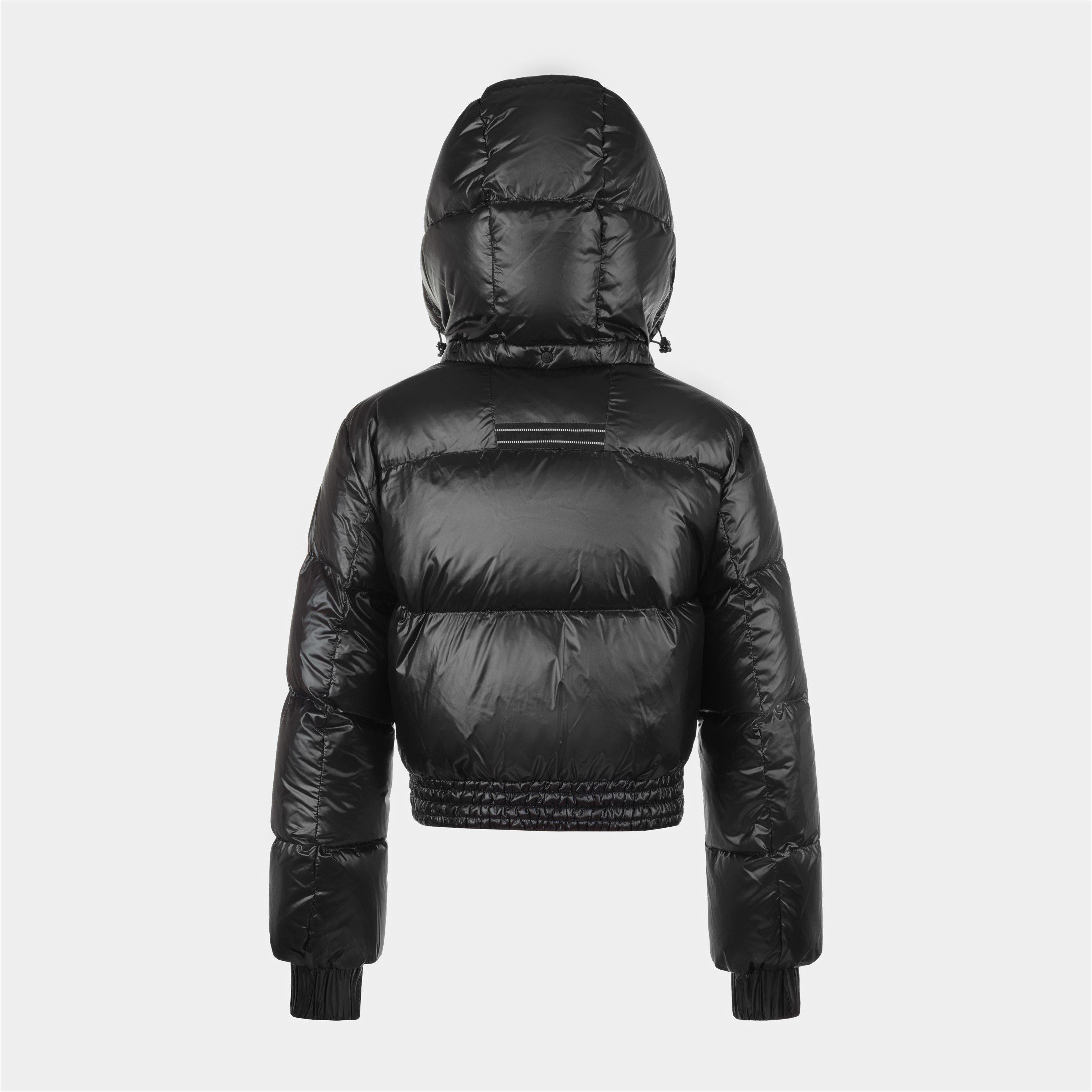 Black - Arctic Army - Women's Yukon Hooded Funnel Neck Short Puffer Jacket - 2